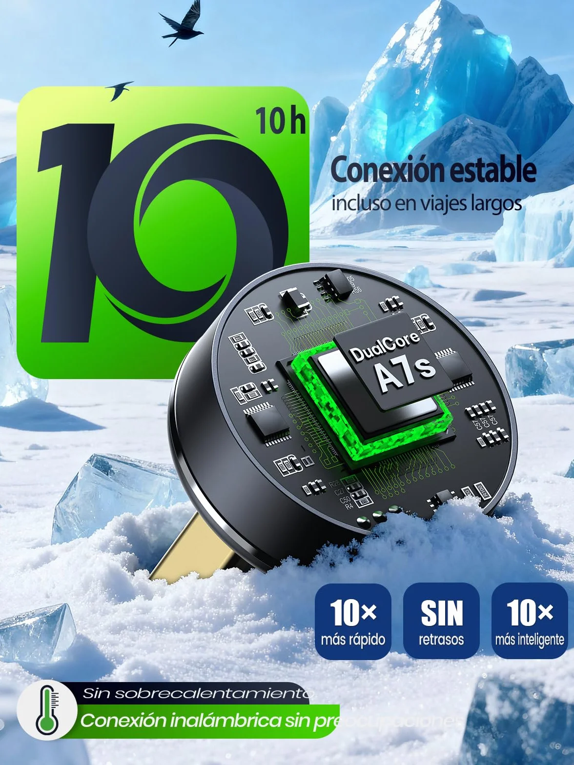 Adaptador CarPlay Inalámbrico - Cambio entre 2 Móviles con Botón, Android Auto Inalámbrico, Ultra Mini, Conexión Estable sin Sobrecalentamiento, Compatible con iPhone (iOS 10+) y Android 10+, USB-A/C