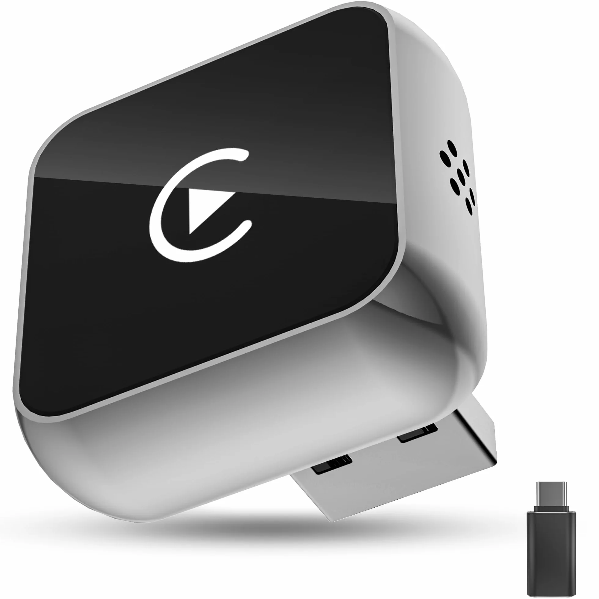 Adaptador Inalámbrico 2 en 1 CarPlay Android Auto USB A/Tipo-C Compatible iPhone 6+ iOS 10+ Android 11+ Plug & Play Acero
