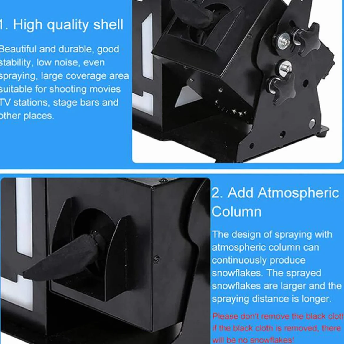 Máquina de Nieve oscilante de 180°, máquina de Nieve de Escenario Grande, Efecto ventisca de Nieve, Adecuada para Efectos de Escenario, Fiestas, Navidad (1500w)