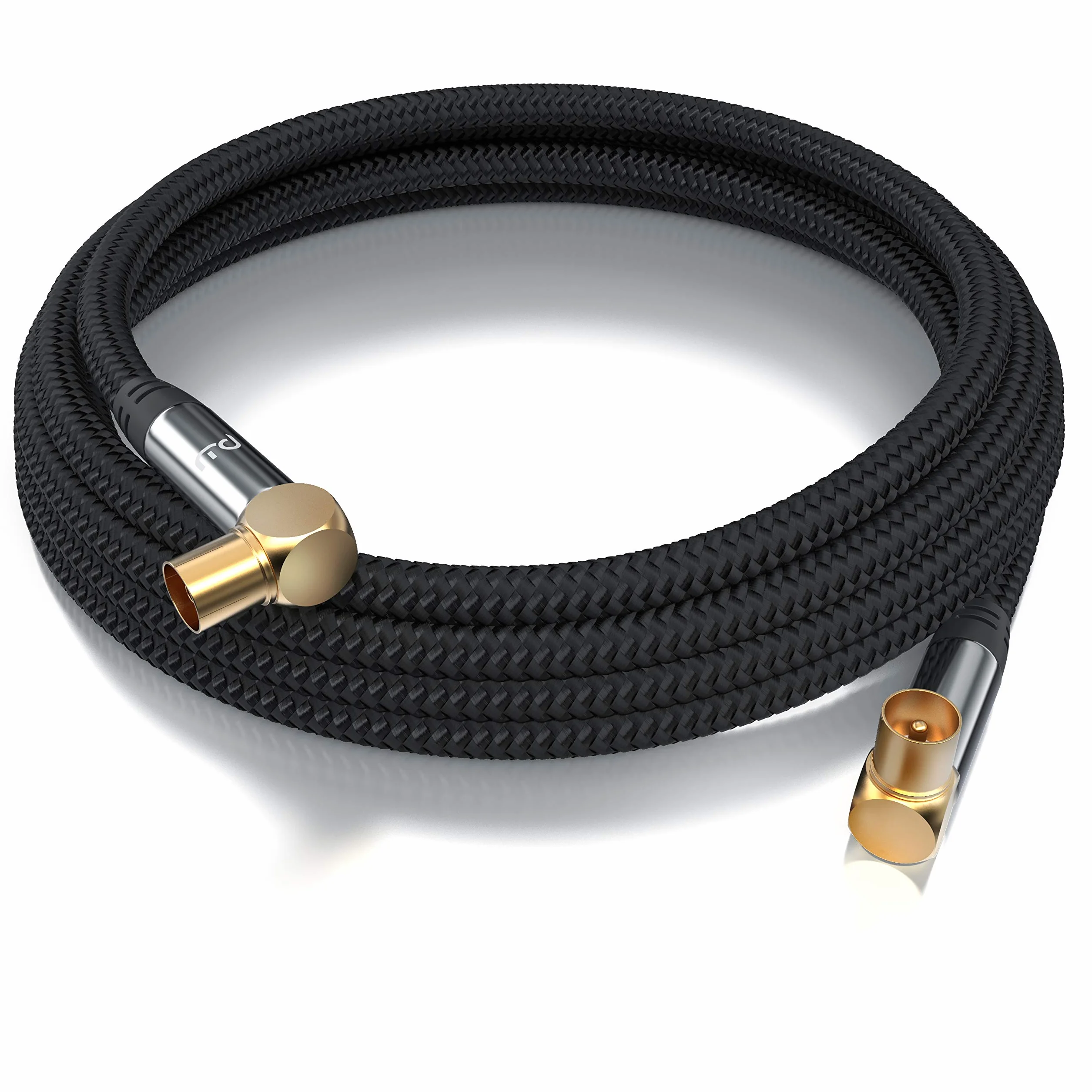 CSL - Cable de antena HDTV de 1 m con trenzado 8k 4k HDTV - Conector de antena (ángulo) a acoplamiento de antena (ángulo) - 135 dB 75 Ohm - Ángulo de 90° - DVB-T y DVB-T2 DVB-C DVB-S DVB-S2 Radio FM