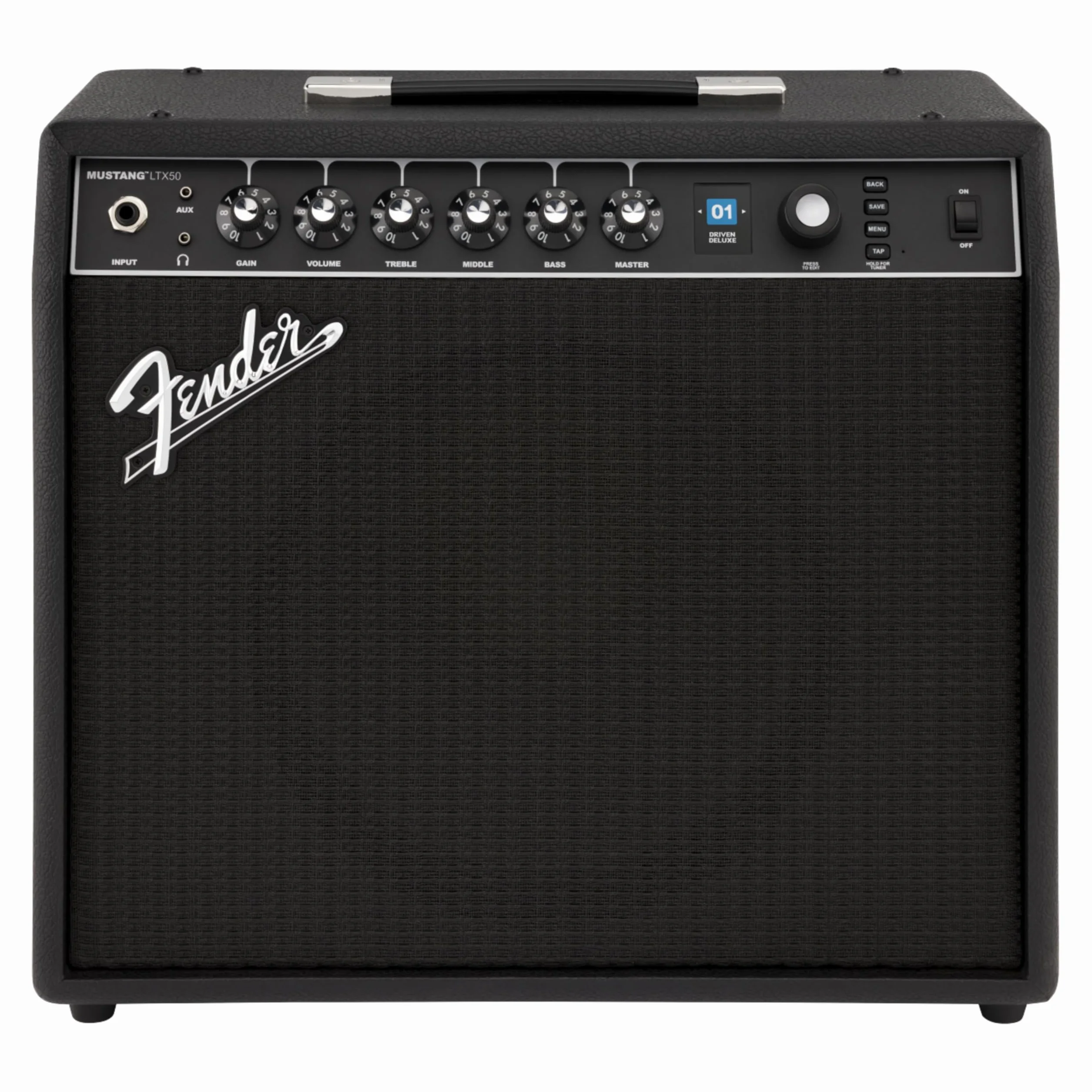 Amplificador combo de guitarra Fender Mustang LTX50 de 50 W con tonos versátiles, 100 preajustes, 50 tipos de amplificadores y efectos, interfaz de usuario sencilla