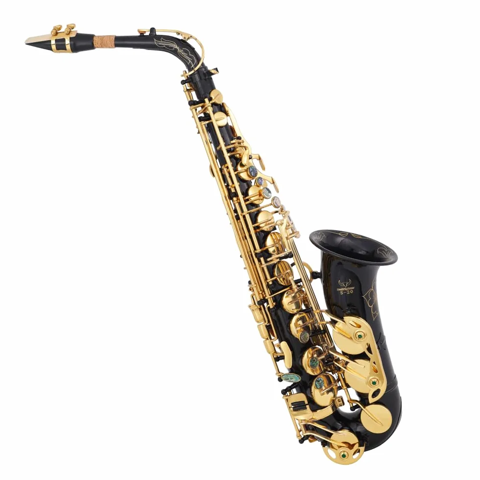Saxofón alto Bullfighter en Mi♭ – Latón con laca dorada con estuche duro – Juego completo que incluye correa para el cuello, guantes, kit de cuidado y boquilla de repuesto – Ideal para principiantes y