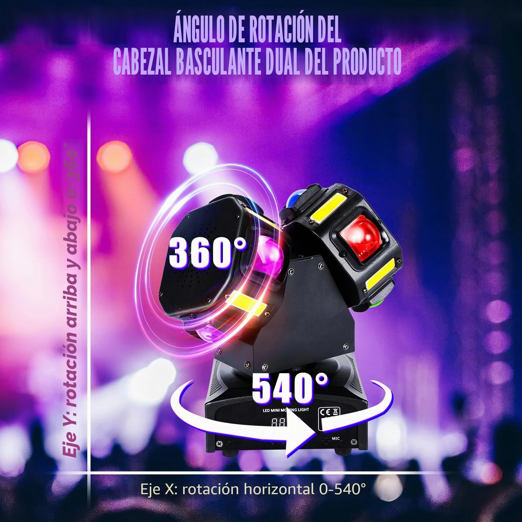 120W Luces Discoteca, 8x10W Cabeza móvil LED, DMX 512 Luce DJ Con 8x5W luz Estroboscópica de Alta luminosidad, Luces Led Escenario Para DJ Bar club Disco Fiestas Hogar Cumpleaños Bodas