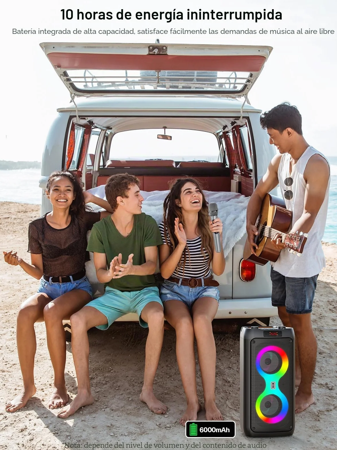 Máquina de Karaoke para Adultos, Altavoz Bluetooth Portátil con 2 Micrófonos inalámbricos, Sistema PA con Iuces de Discoteca para Fiestas Grandes, al Aire Libre, soporta USB/TF/Rec/AUX
