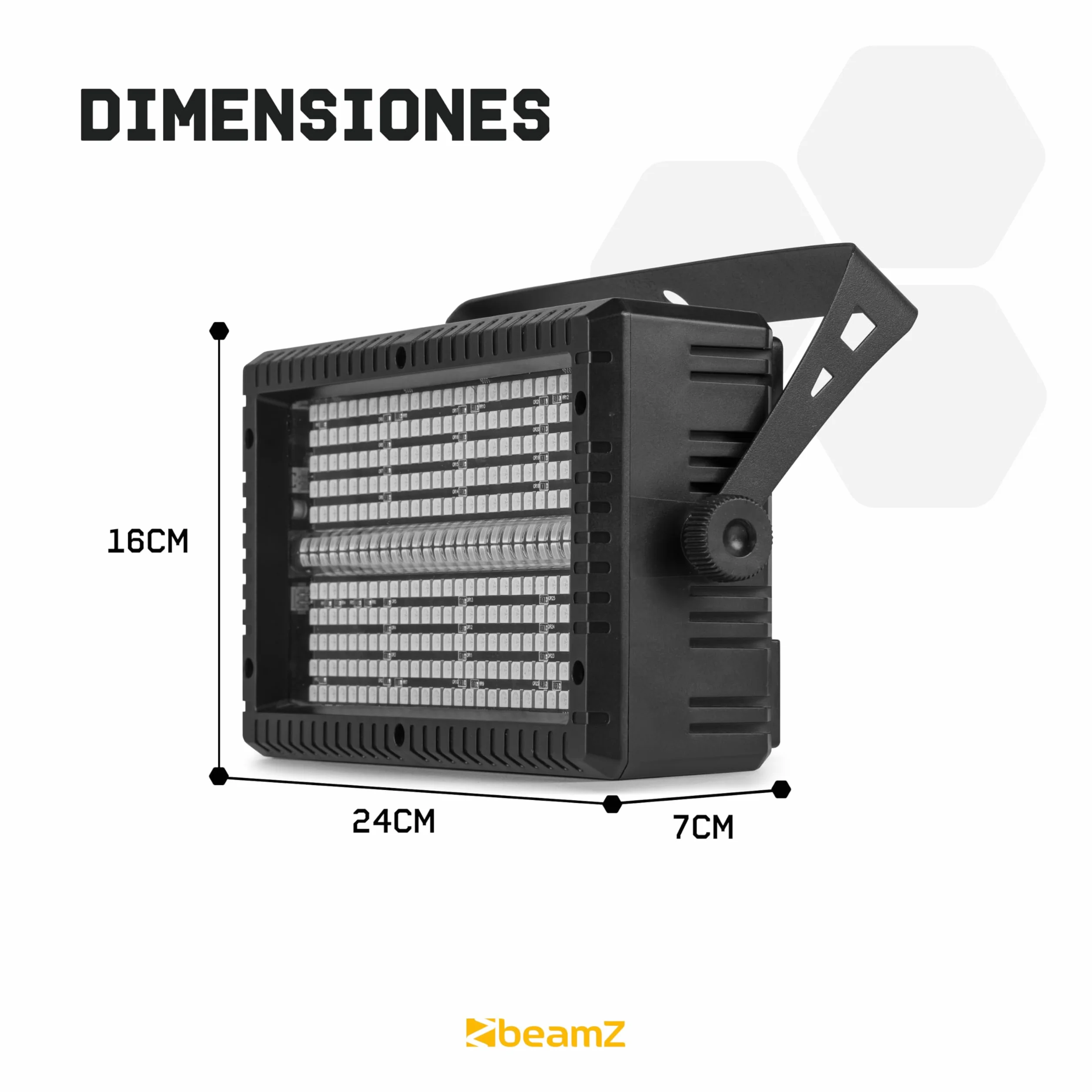 BeamZ BS336 - Combo de Luz Estroboscópica y cegadora LED RGB+Blanco, 336 LEDs RGB + 56 Blancos, DMX512 4/6/12/24/30 Canales, Modo Autónomo, Maestro/Esclavo, Automático, Mando a Distancia