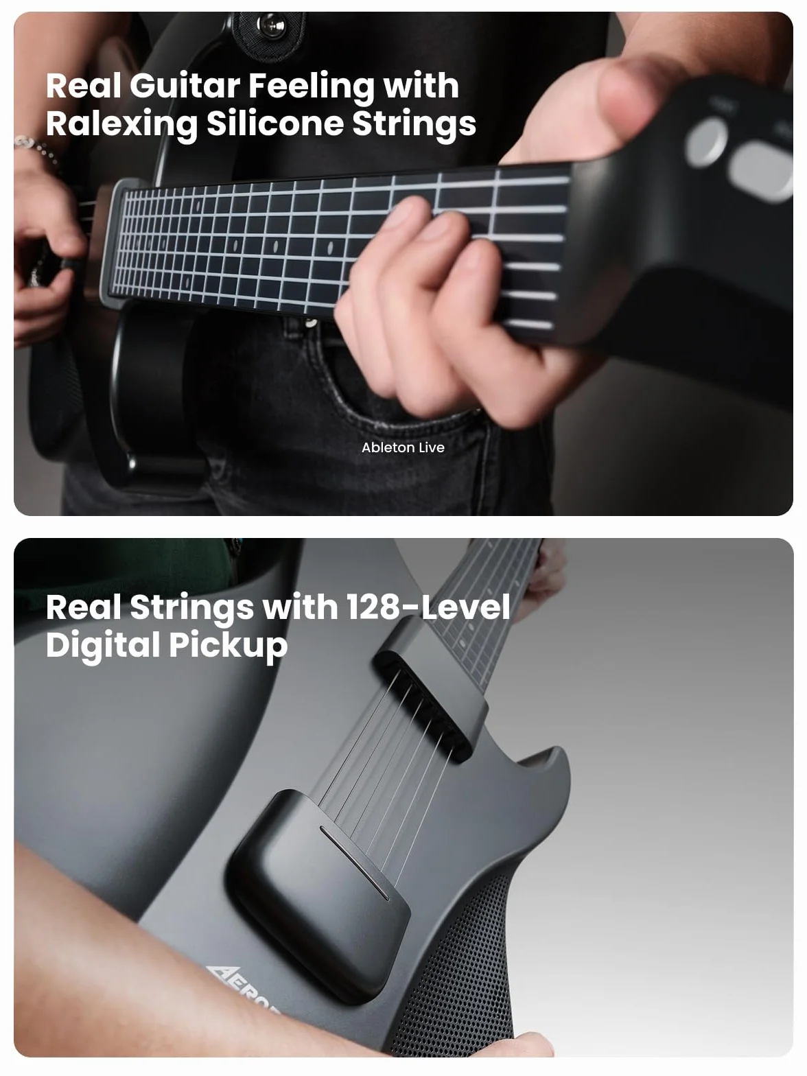 AeroBand Guitarra Eléctrica Acústica Sin Cuerdas, Innovadora Guitarra de Viaje para Principiantes, Entusiastas, Adultos, Regalo (blanca)