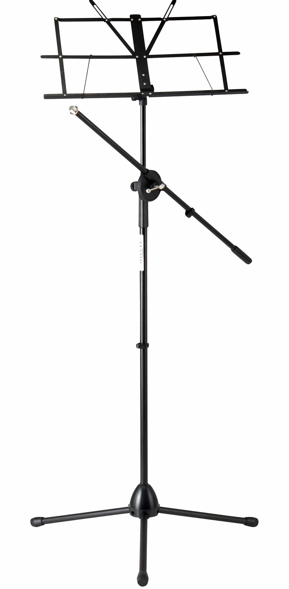 Atril Classic Cantabile NSM-100 con Brazo para Micrófono (Atril y soporte de micrófono en uno, fácil de montar, extra alto) Negro