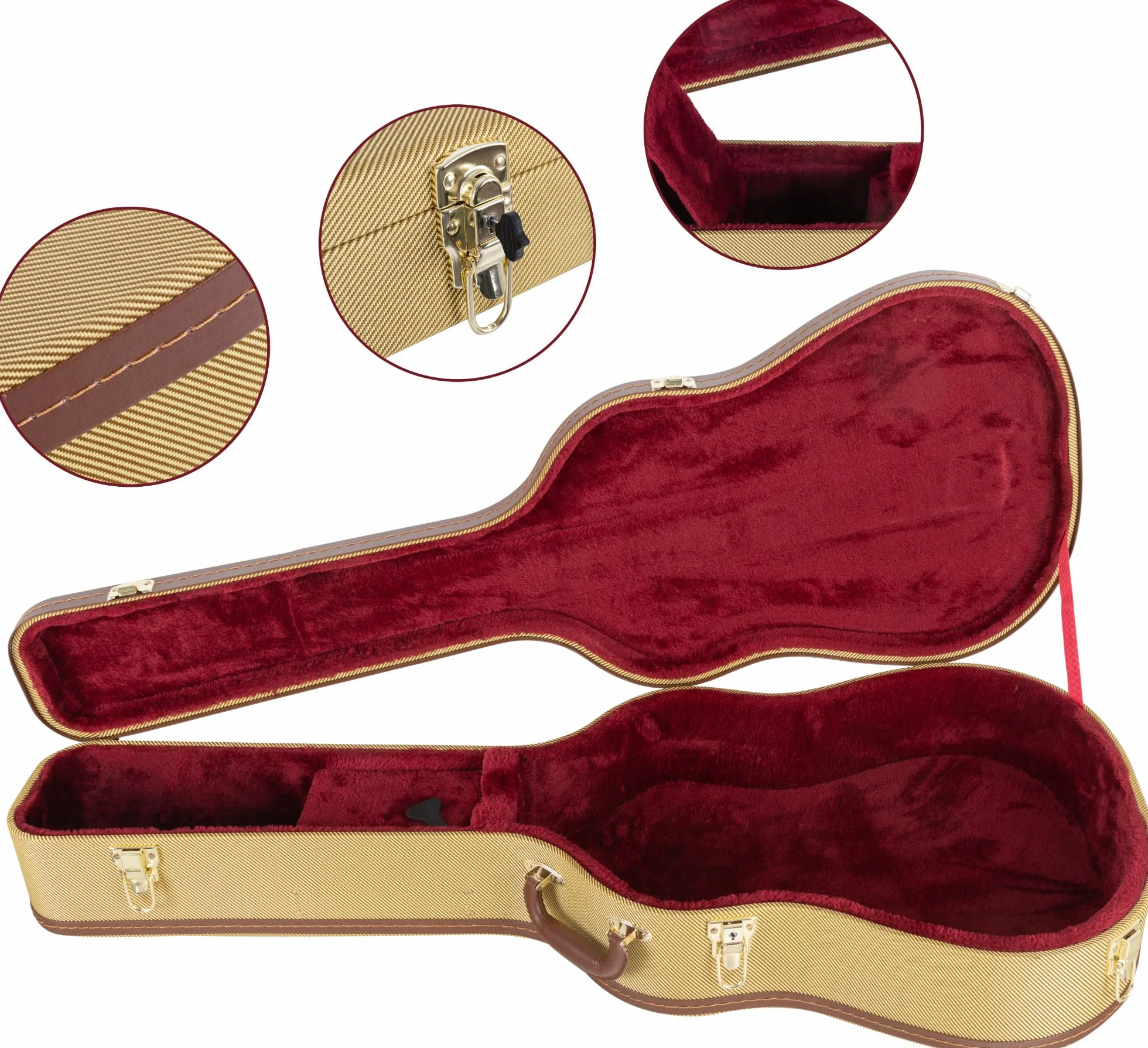 Shaman Estuche Rígido para Guitarra Western Tweed - Estuche rígido Resistente para Guitarras dreadnought con un Elegante diseño Retro