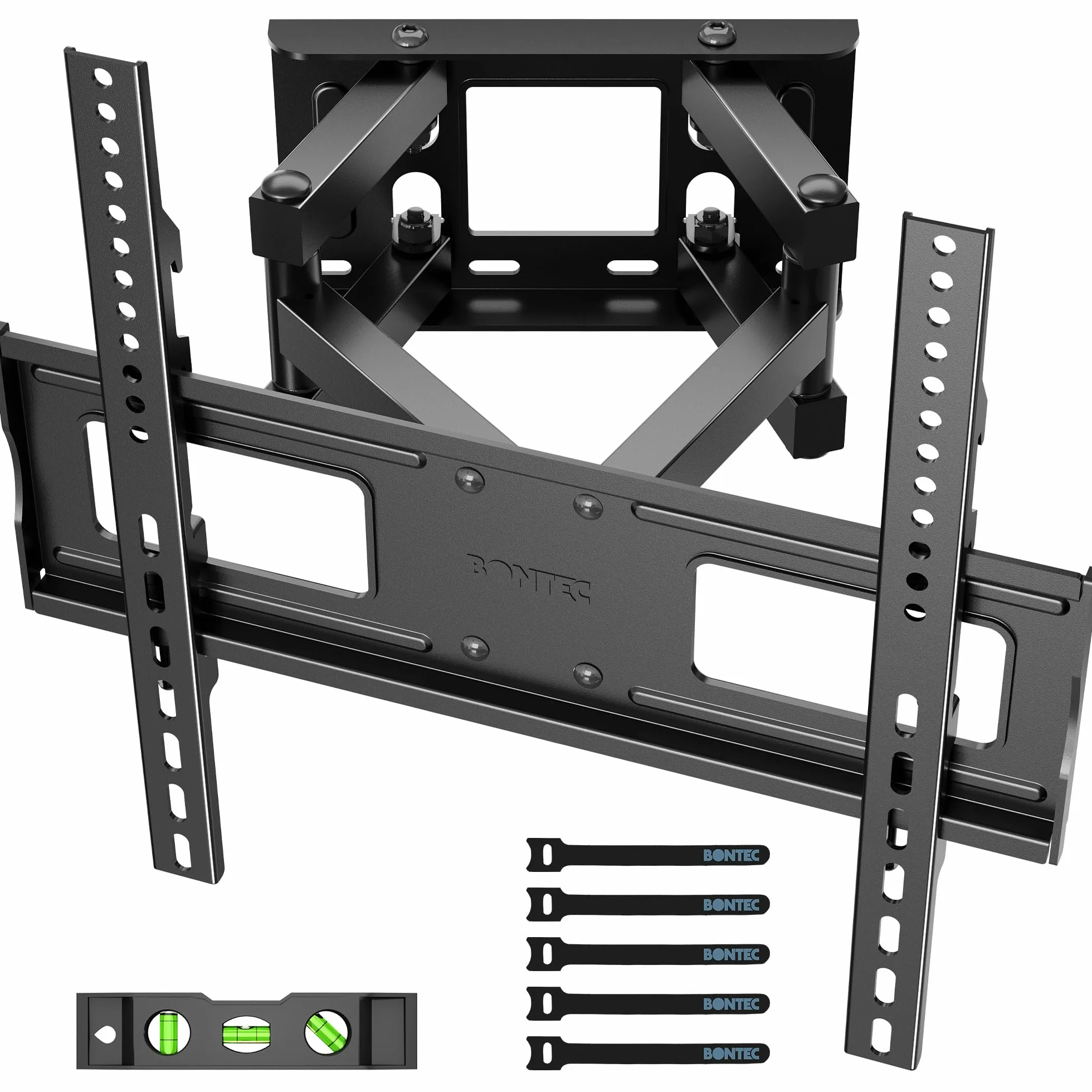 BONTEC Soporte TV Pared 23-70 Pulgadas Inclinable Giratorio Doble Brazo Movimiento Completo 45 kg VESA 400x400mm
