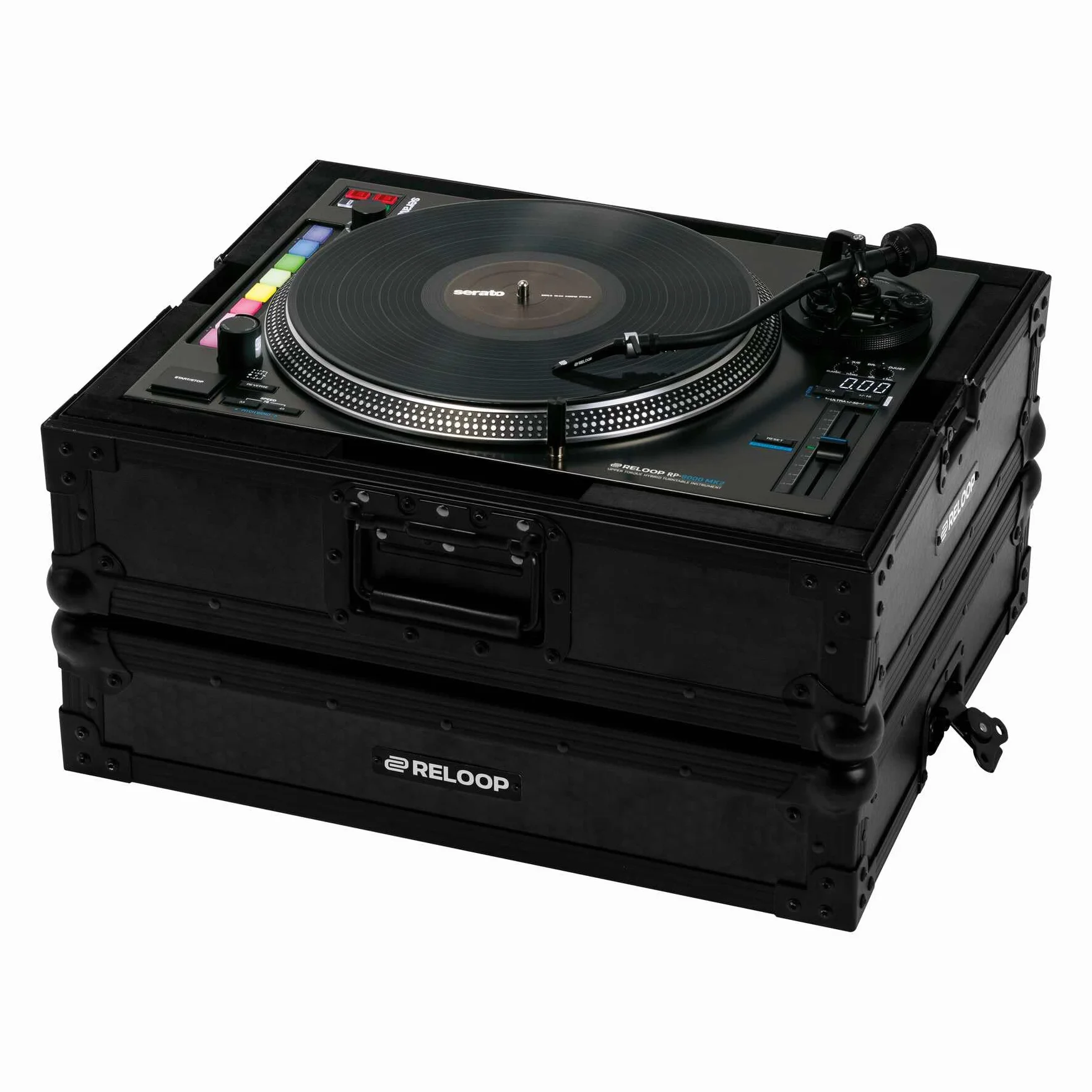 Reloop Premium Turntable Case - esquinas protectoras rotundas, construcción especialmente robusta, cómoda asa de transporte, negro