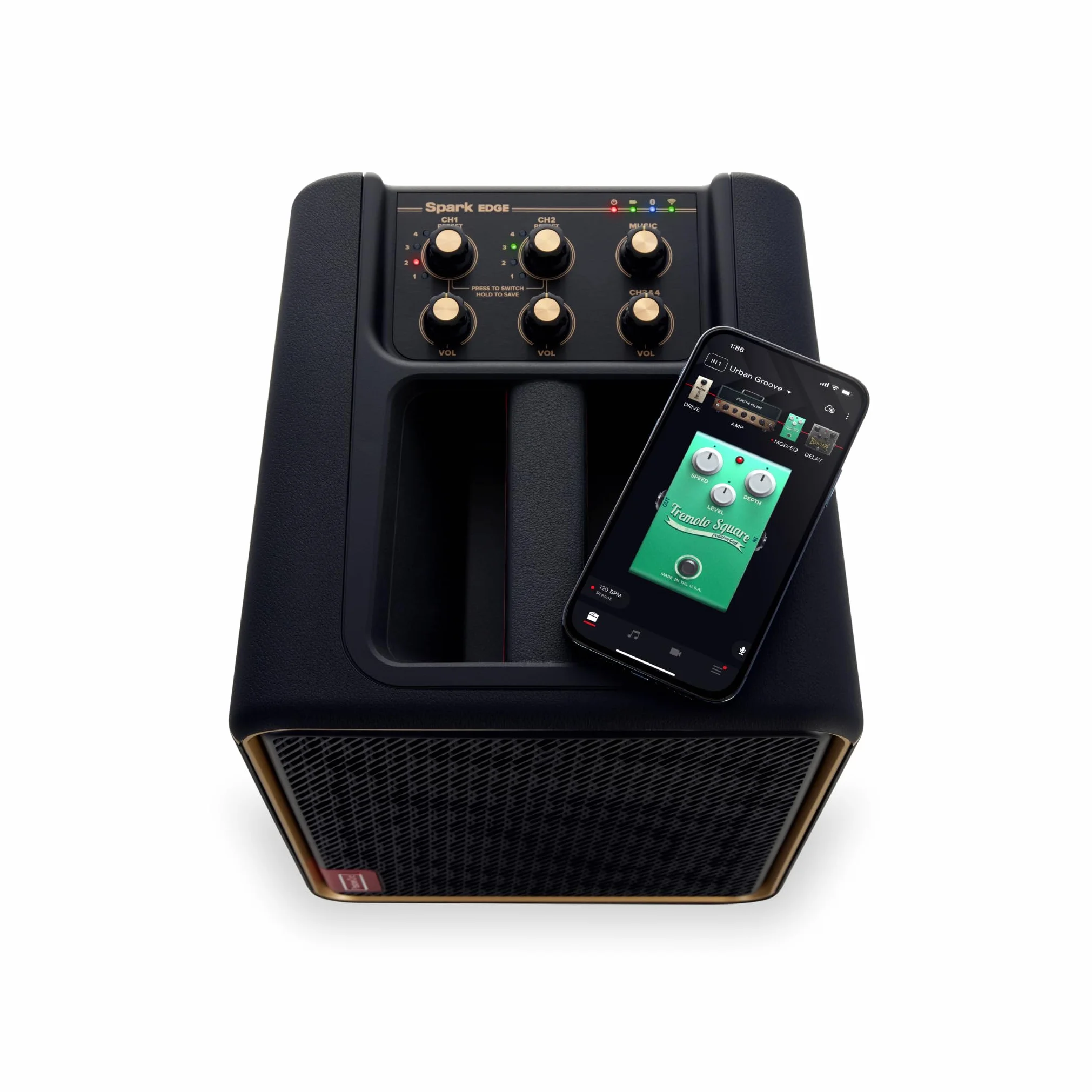 Positive Grid Spark Edge - Amplificador Inteligente portátil de 65W, 4 Canales y Sistema PA con Looper Integrado, Funciones IA y App para Guitarra eléctrica, acústica, bajo, Voces, teclados y más
