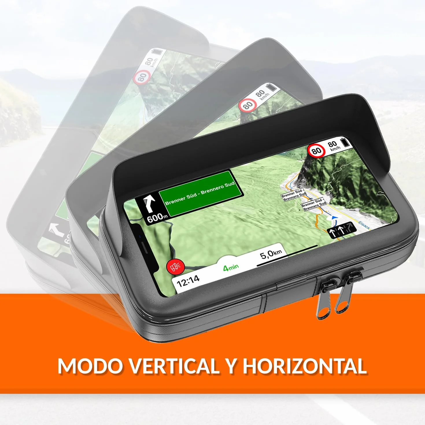 Sovica Soporte Móvil Impermeable para Moto con Cargador 2.1A, Funda con Visera Antireflejos hasta 7.5"