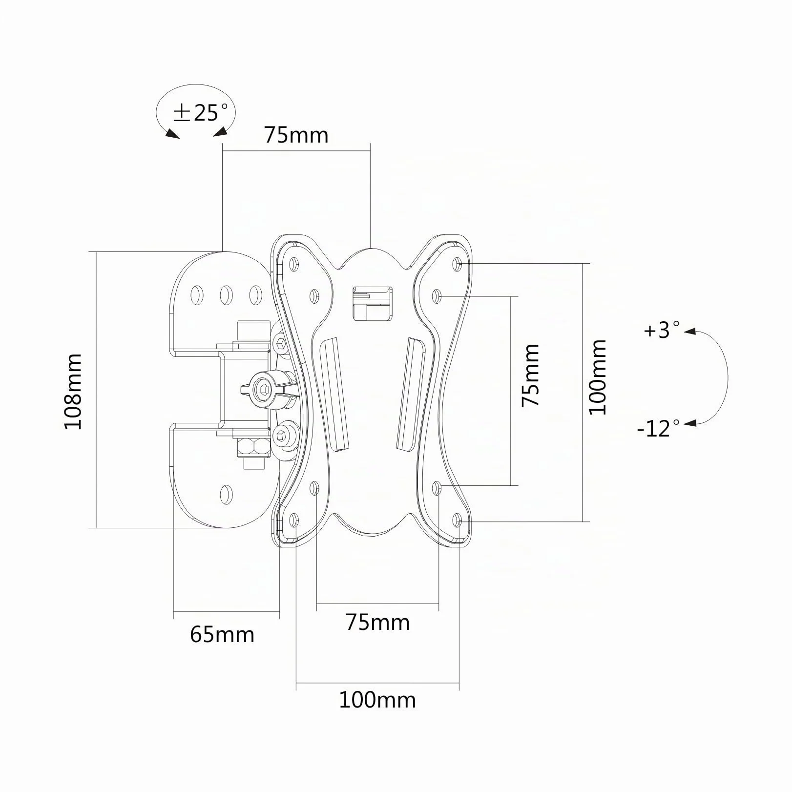PureMounts PM-FM10-100, Soporte de Pared para TV Pm-Fm10-100, VESA 100 25kg 75mm, Negro