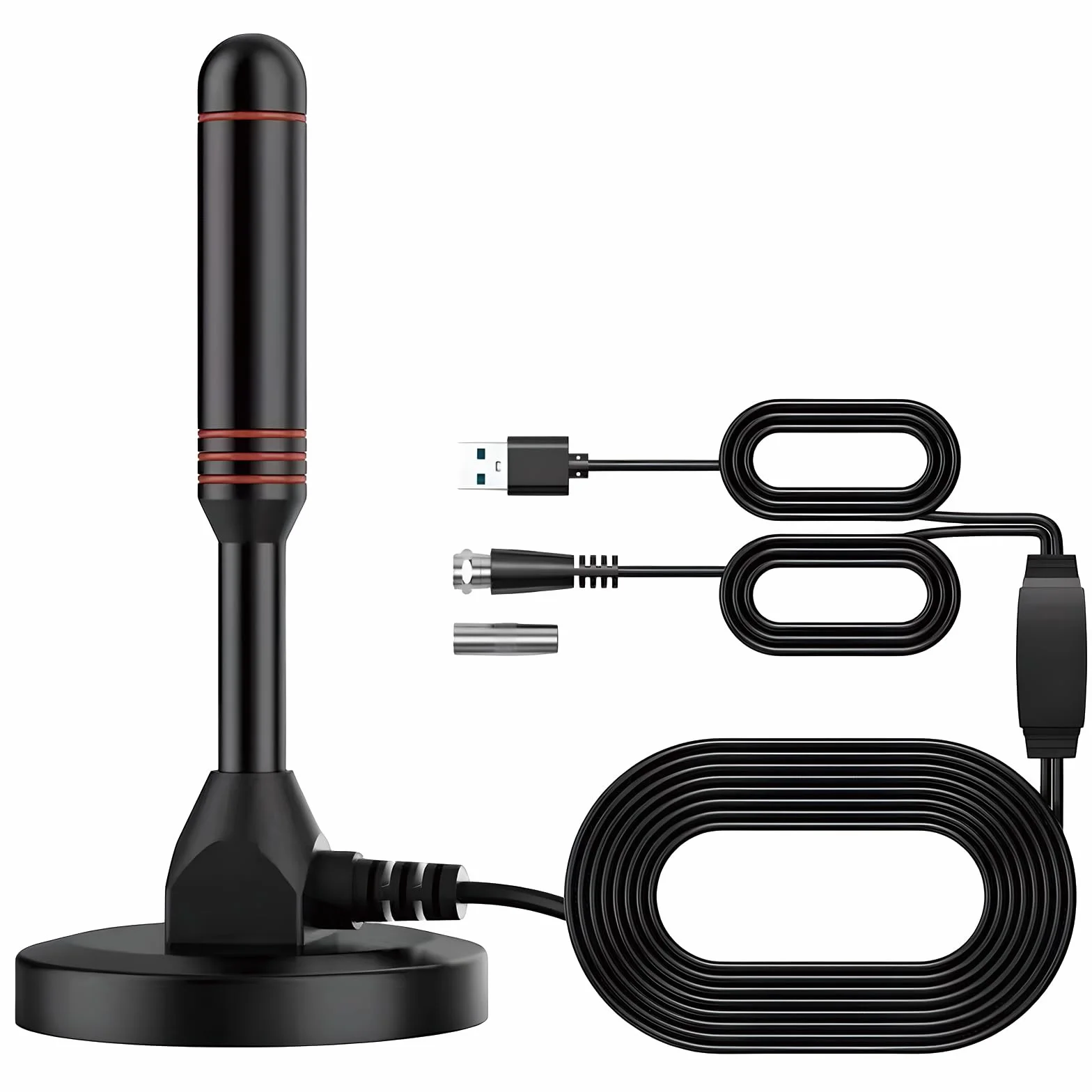 Antena TV Digital TDT Interior Portátil Base Magnética Núcleo Aluminio Compatible HDTV 4K 1080P VHF UHF DVB-T2/T