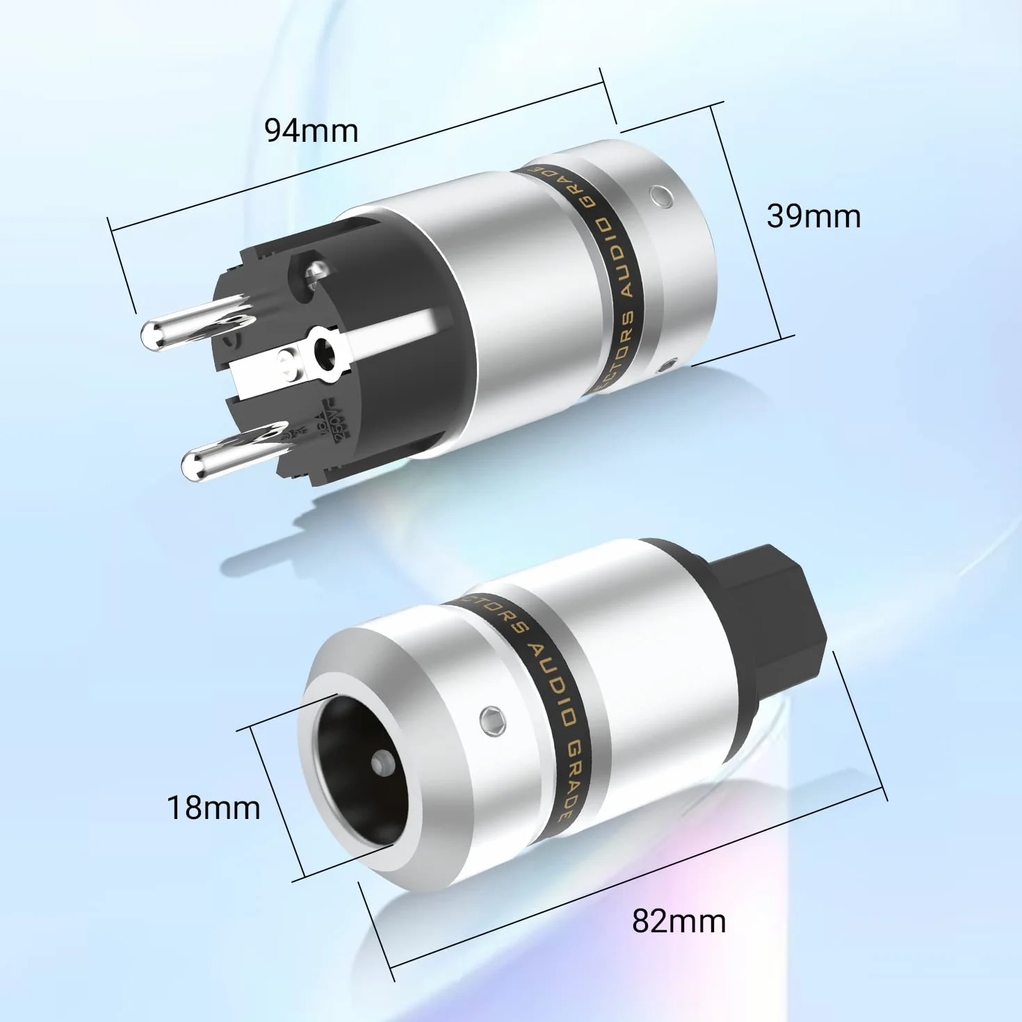 Tertullus 1 par conectores Schuko chapados en rodio acoplamiento IEC diámetro 18 mm