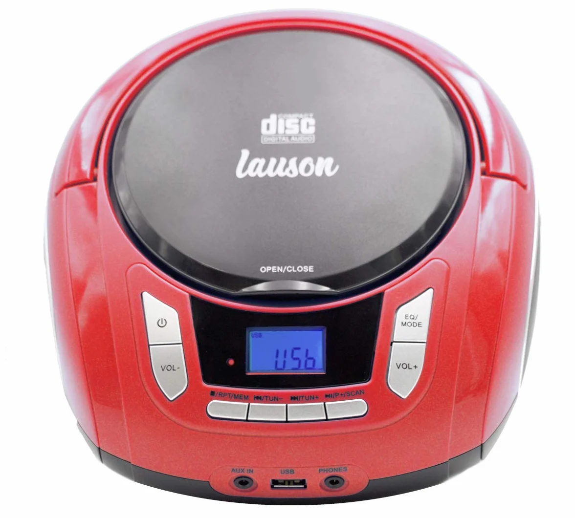 Lauson NXT966 Reproductor de CD Portátil con Bluetooth | Radio FM | Lectores de CD con Altavoz Estéreo | Entrada USB | Entrada AUX |Conector para Auriculares y Luces Disco