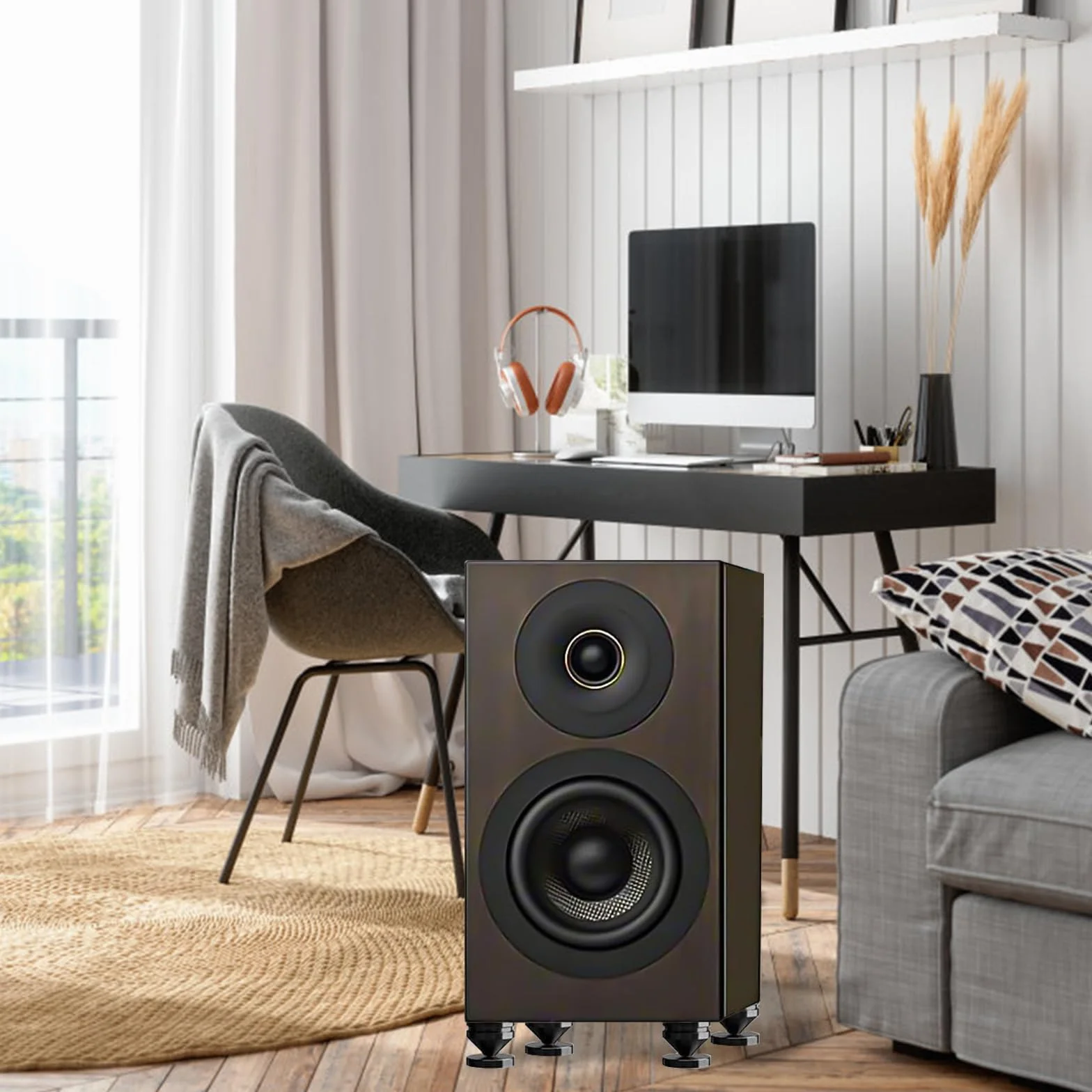 Clavijas de subwoofer de aleación de cobre, 16 tacos antideslizantes, 8 bases para altavoces HiFi