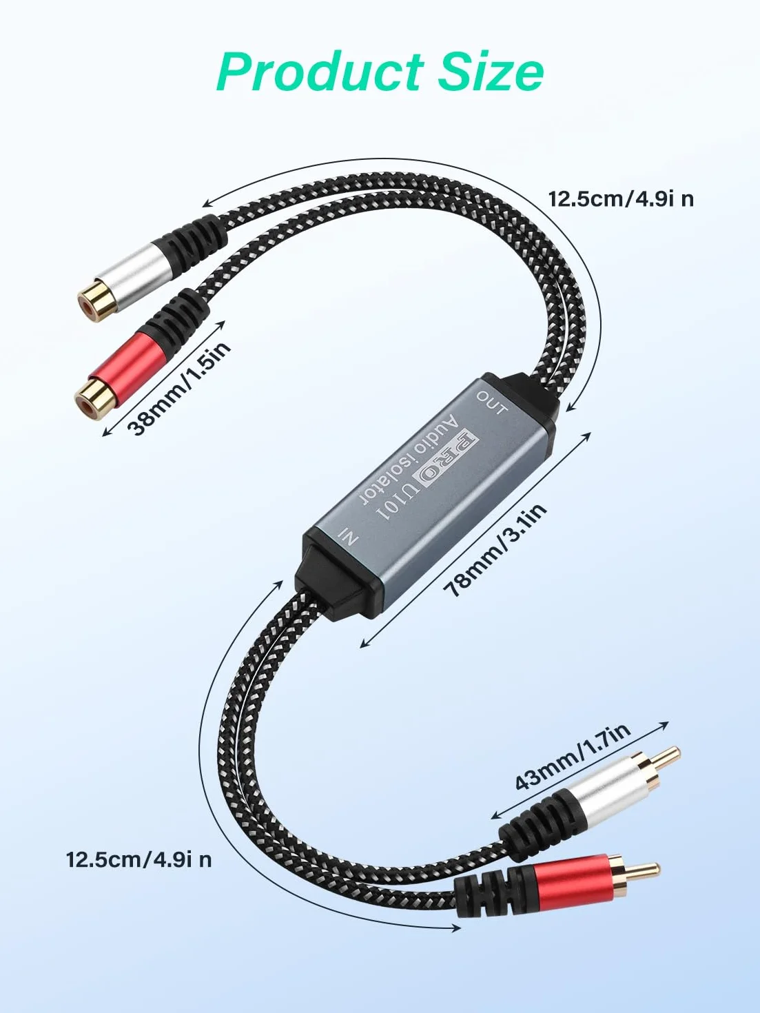 Aislador de ruido RCA, doble canal, filtro de señal de audio RCA, para coche, estéreo, sonido de alta fidelidad para eliminar el zumbido