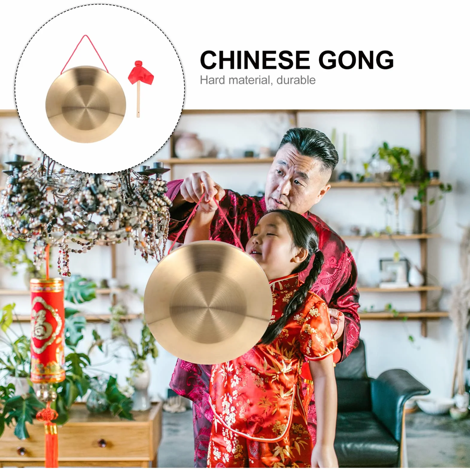 Generic - Gong con de 32 cm, diseño tradicional Tam Tam Gong tradicional chino Percussion Instrument Cobre Decorativo Chau Gong para el hogar o la oficina