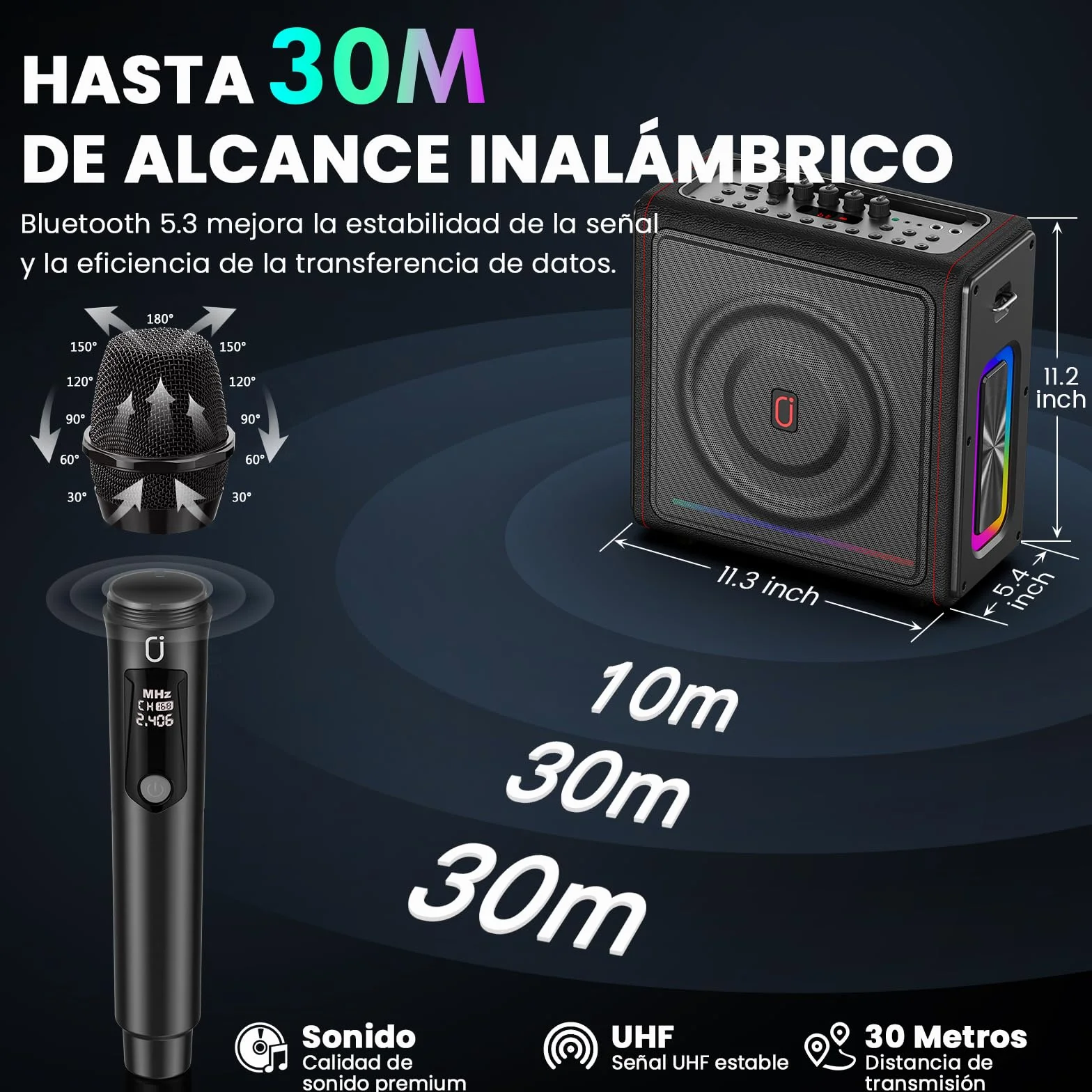 Máquina de Karaoke con micrófonos inalámbricos HWWR Karaoke con 2 Micrófonos para Adultos Niños, Karaoke Sistemas Accessoires utiles pour Micro (MS78-2Mics)