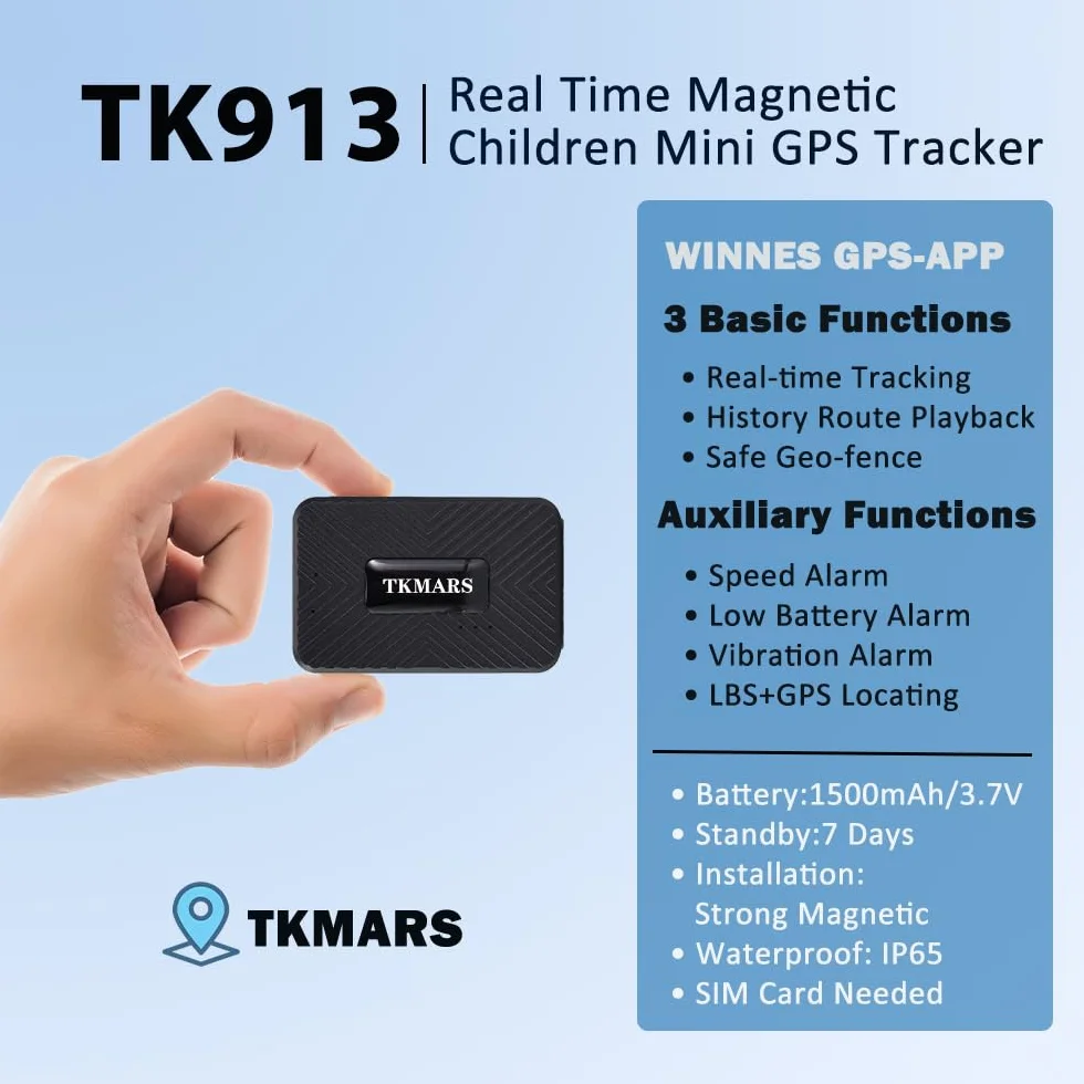 4G Mini Localizador GPS Sin Suscripción con Seguimiento en Vivo Rastreador GPS con 1500mAH Bateria para Coche Moto Bicicleta Niño IP65 Impermeable Imán Mini Tracker Gratis App por Vida 4G TK913
