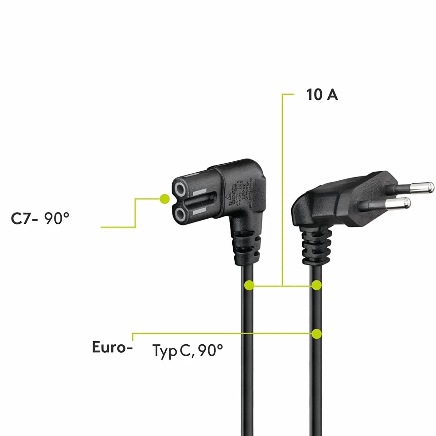 Cable de Alimentación IEC-320 C7 Acodado 0.75 mm² 3 Metros Negro Compatible con Samsung Philips LG Sony Sharp Panasonic LED TV PS4