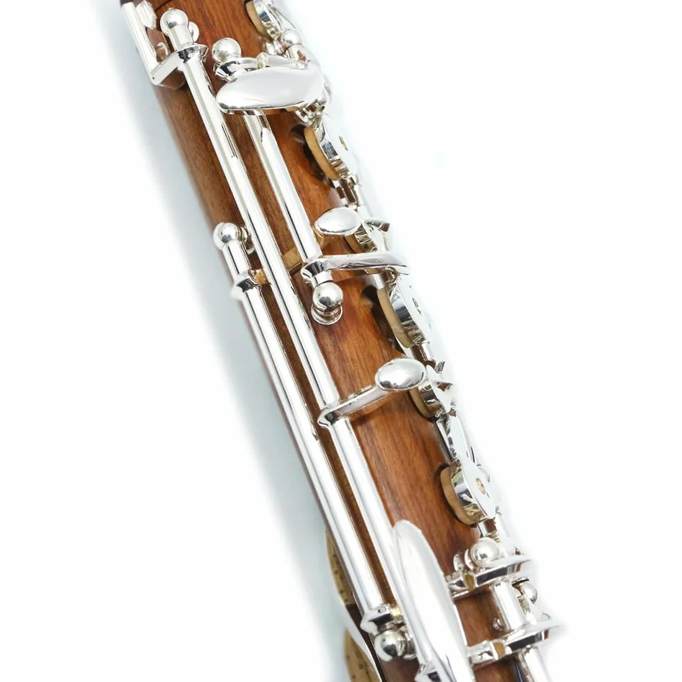 Llave C profesional para oboe de ébonita/palisandro, bifurcada, 3ª octava, llave F izquierda (plateado)