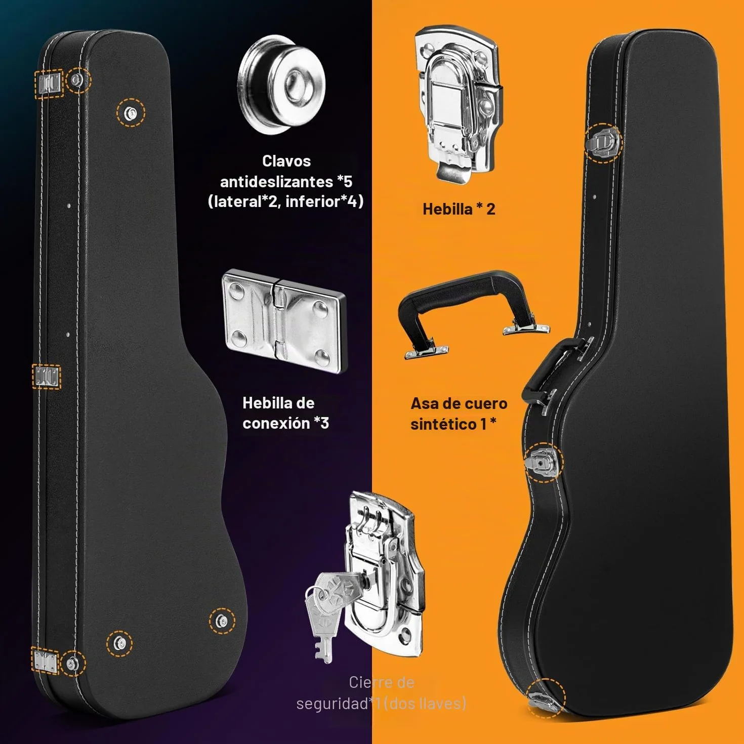 CAHAYA Funda Rígida Tipo Maleta para Guitarra Eléctrica, Acolchado de 25 mm, Resistente al Agua, Diseño de PU Fácil de Limpiar, Líneas Blancas y Negras