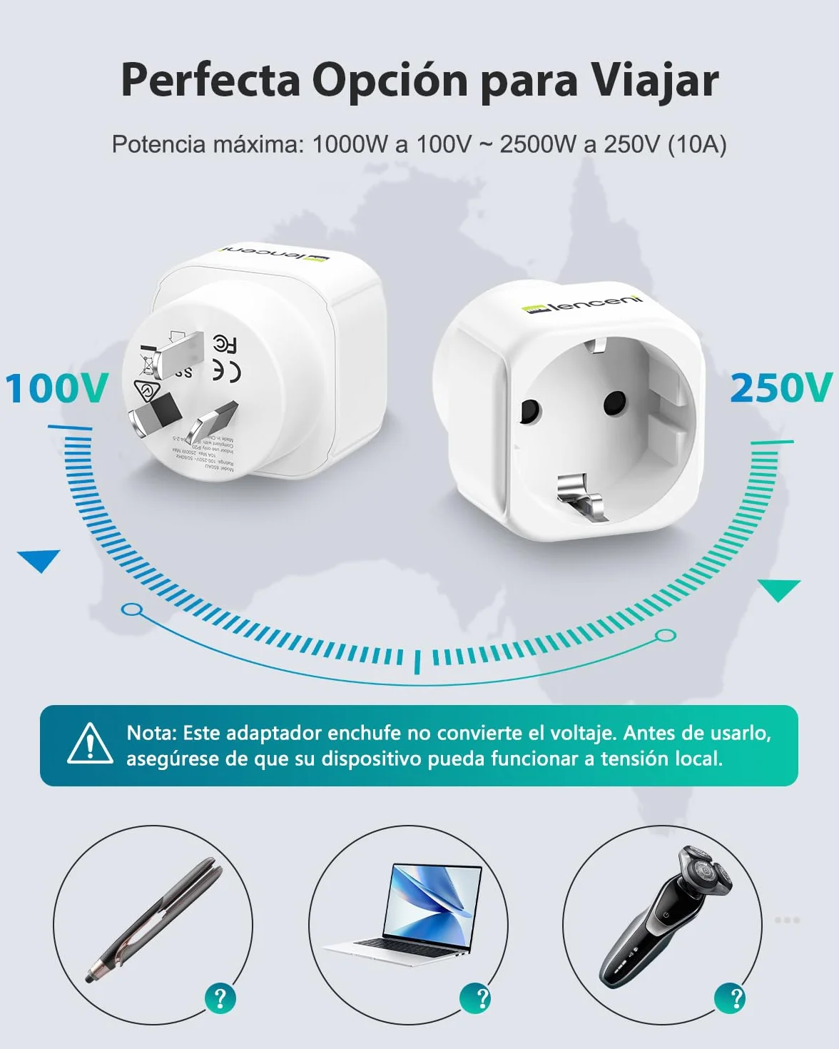 LENCENT 2 Piezas Adaptador Enchufe AU Tipo I de España a Australia, Adaptador 2-Pin Europeo a 3-Pin China para Australia, Argentina, Nueva Zelanda, Fiji
