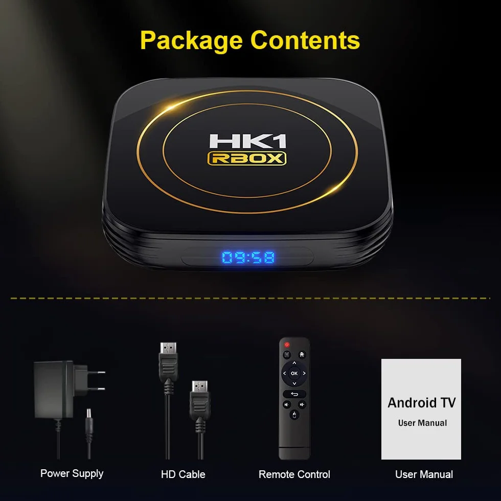 HK1 RBOX Android 12.0 TV Box 4GB RAM 64GB ROM H618 Quad-Core 64-bit WiFi 2.4/5.8GHz BT 4.0 8K H265