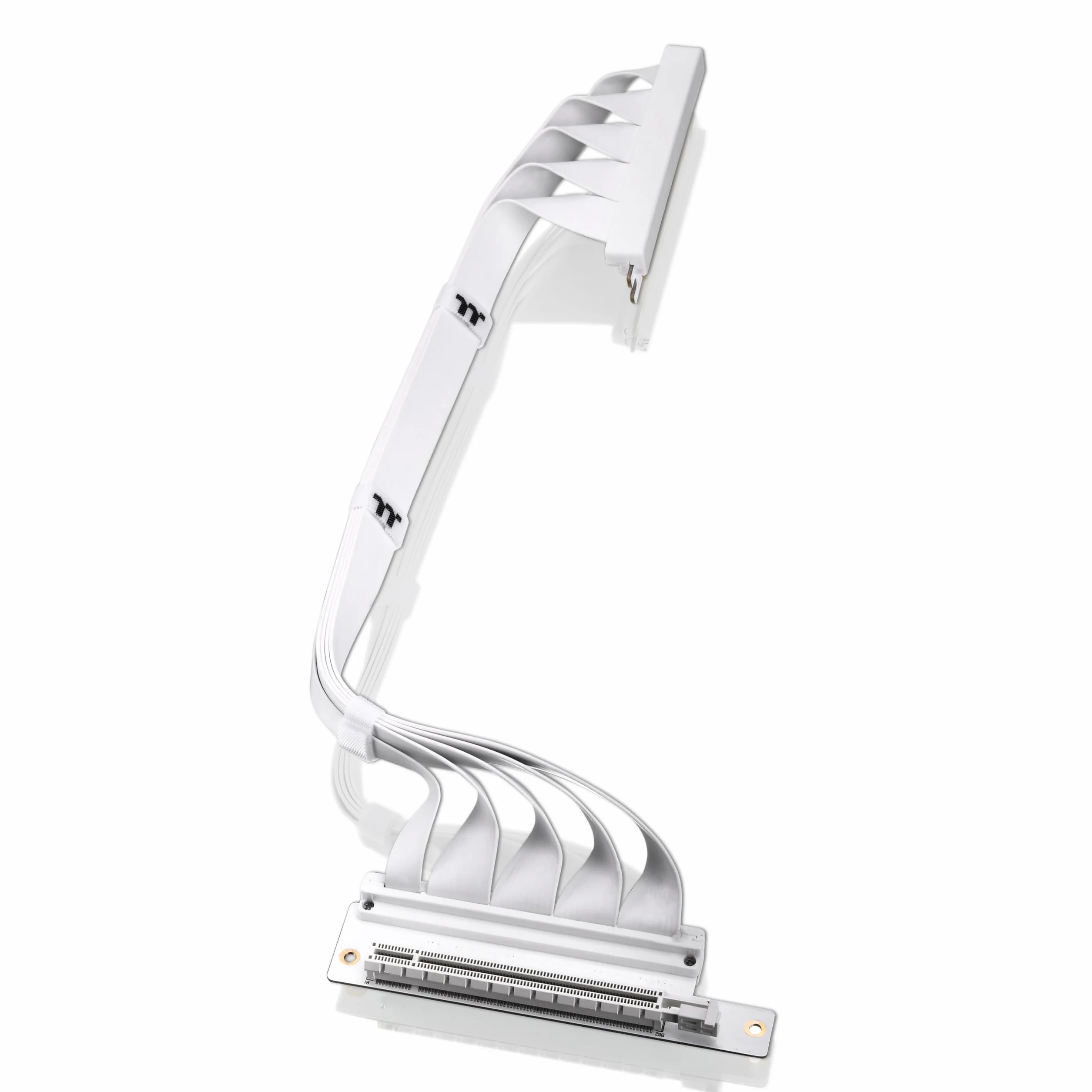 Thermaltake Cable elevador de conectores PCIe 4.0 duales de 90°; blanco; transmisión de alta velocidad de 16 Gbps; 400 mm; blindaje EMI; AC-077-CO6OTN-C1