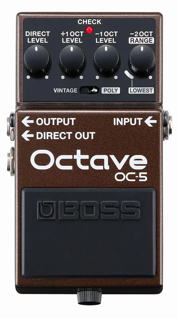 Pedal de efectos de guitarra y bajo BOSS OC-5 Octave con modos Vintage y Poly y cinco años de garantía