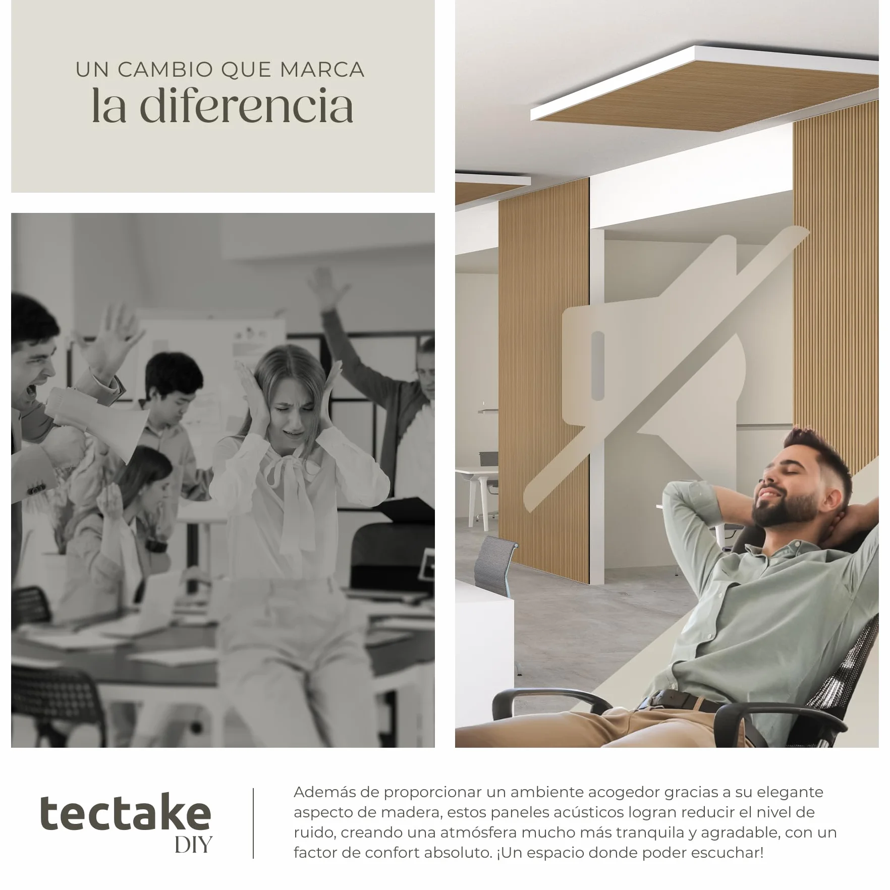 tectake® Paneles de Pared Decorativos MDF, Chapa de Madera Real, Excelente Acústica, Tejido de Fieltro y Madera, Insonorización Acústica Pared - 60 x 120 x 2,1 cm 2 Paneles Roble