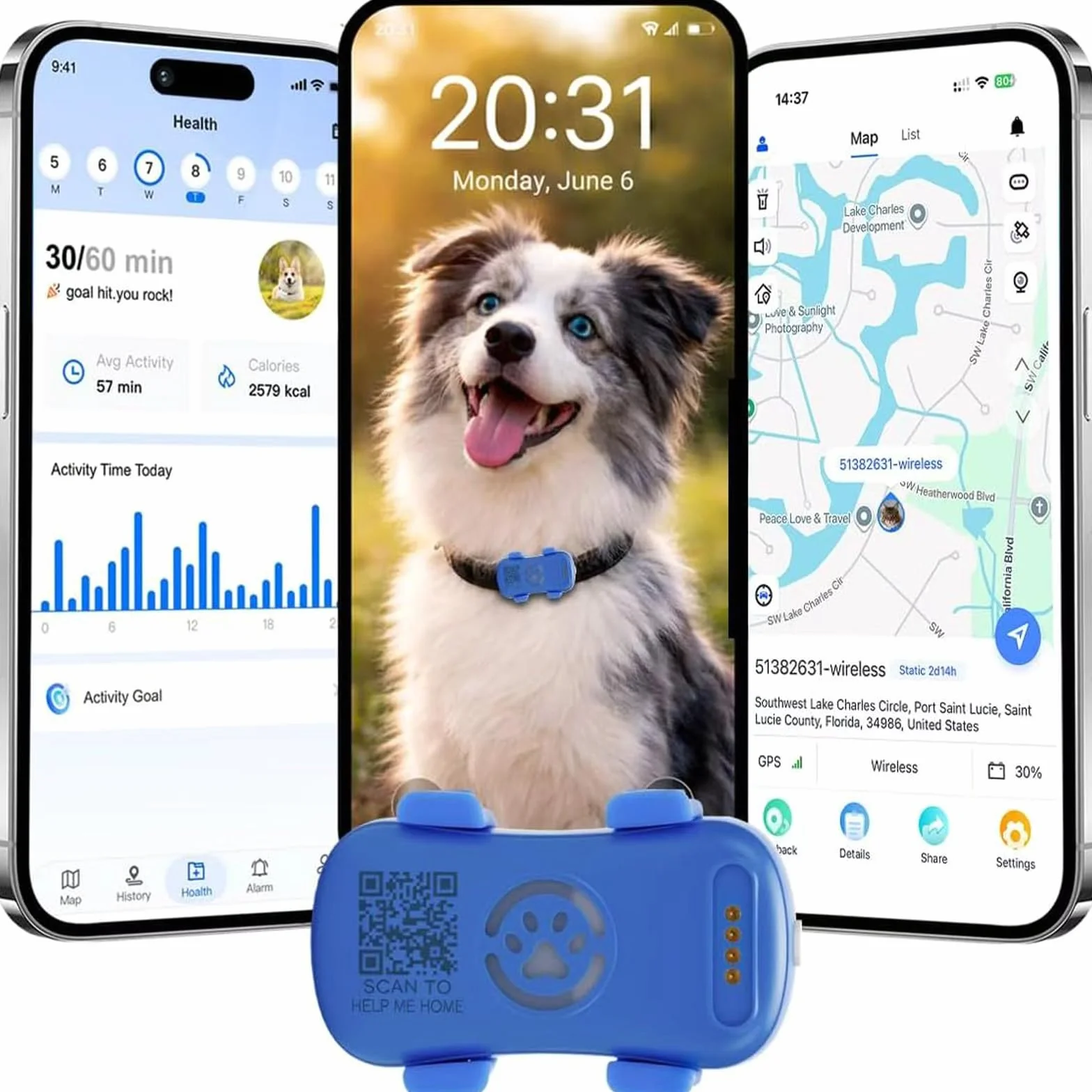 Collar GPS Perros Seguimiento satelital en Vivo 4G, múltiples alertas Inteligentes, Monitor de Actividad Totalmente Impermeable para Perros y Gatos, Alcance Ilimitado,Se Requiere suscripción