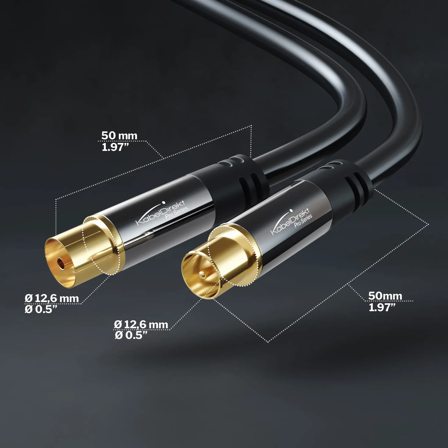 KabelDirekt – Cable Antena TV 4K, Cable Coaxial – 7,5m – Para TV digital y analógica, conectores metálicos – Disponible en 0,5-20m (Enchufe a toma, para DVB-C/DVB-T/DVB-S, negro)
