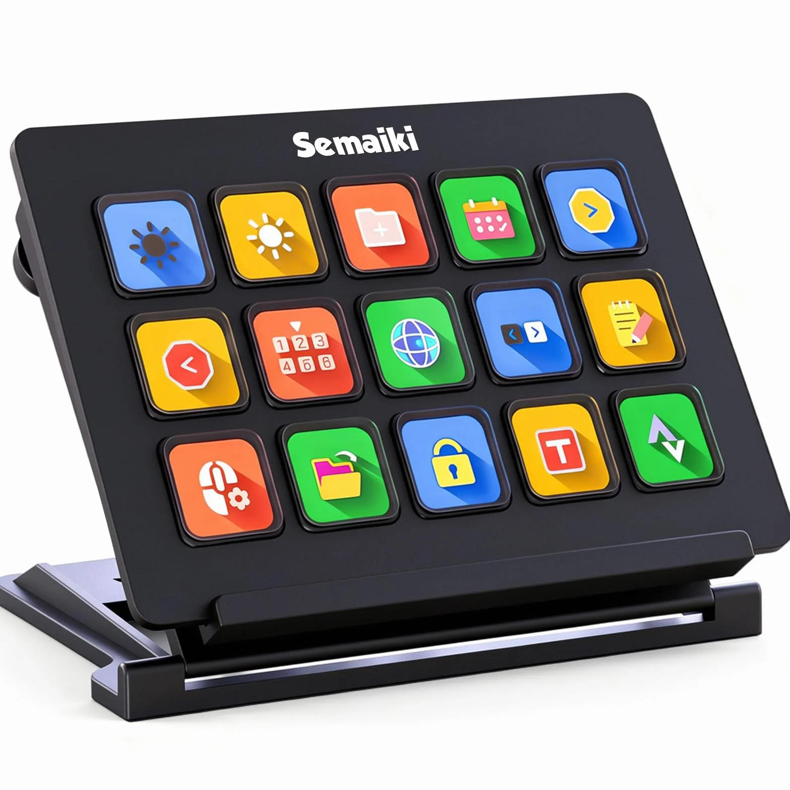 Semaiki Teclado macro Stream Controller con 15 teclas macro LCD personalizables, activa acciones en aplicaciones y software como OBS, Twitch, Streamlabs, Discord, Mac y Windows