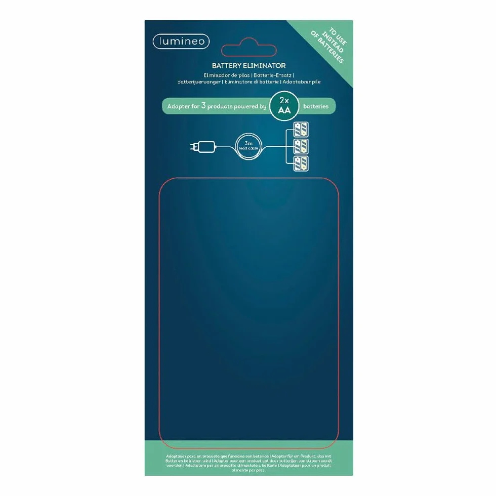 Eliminador de pilas 4.5V para interior, compatible con dispositivos de 3xAA, ideal para conectar múltiples aparatos eléctricos.
