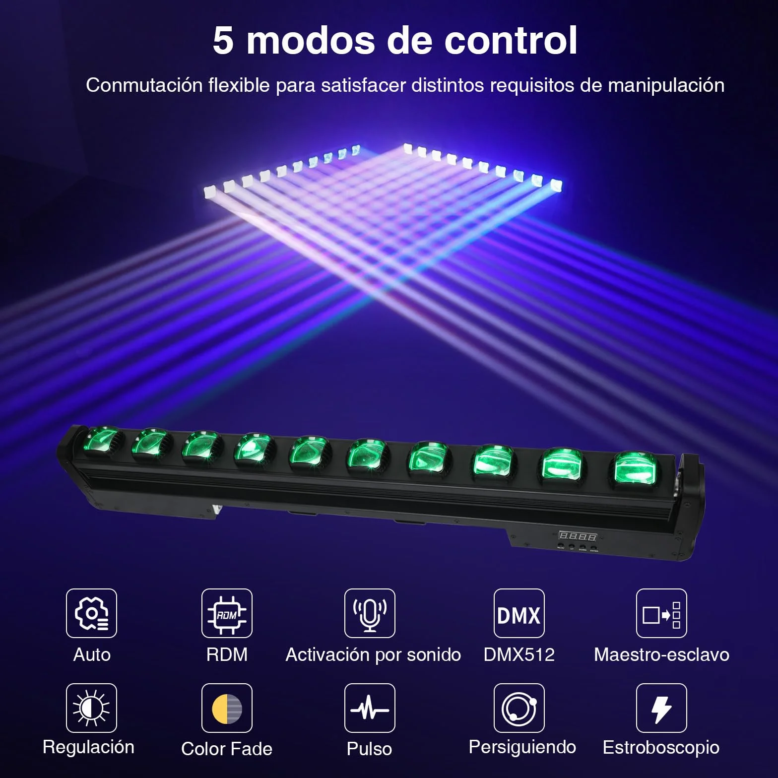 BETOPPER 10x15W RGBW LED Cabeza Movil Haz Wallwasher Luz, Luz de Escenario Efectos de Iluminación Estroboscopica para DJ, Bar, Fiesta, Teatro,Halloween, Navidad,Discoteca, Boda (1)