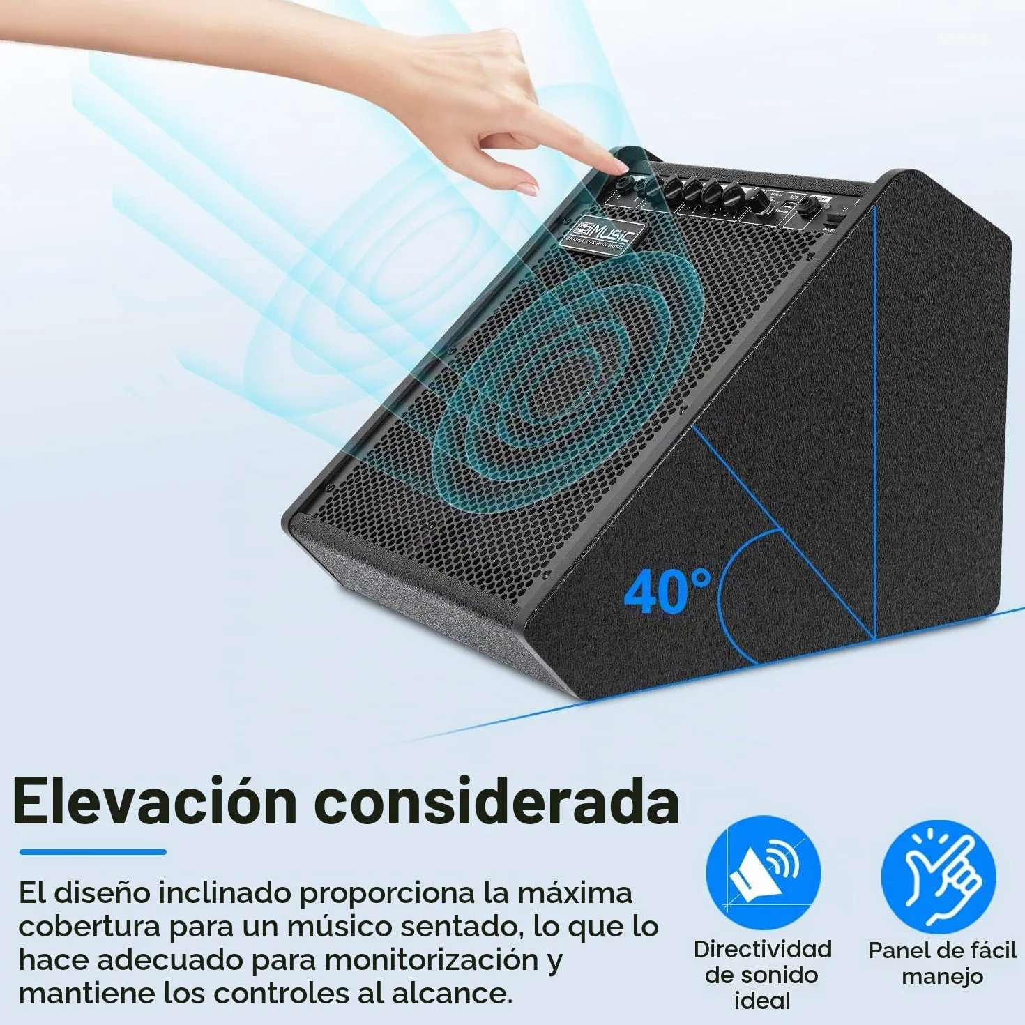 Coolmusic 100W Bluetooth Amplificador de Monitor Personal Amplificador de Tambor eléctrico Altavoz, Teclado y Altavoz de Guitarra acústica