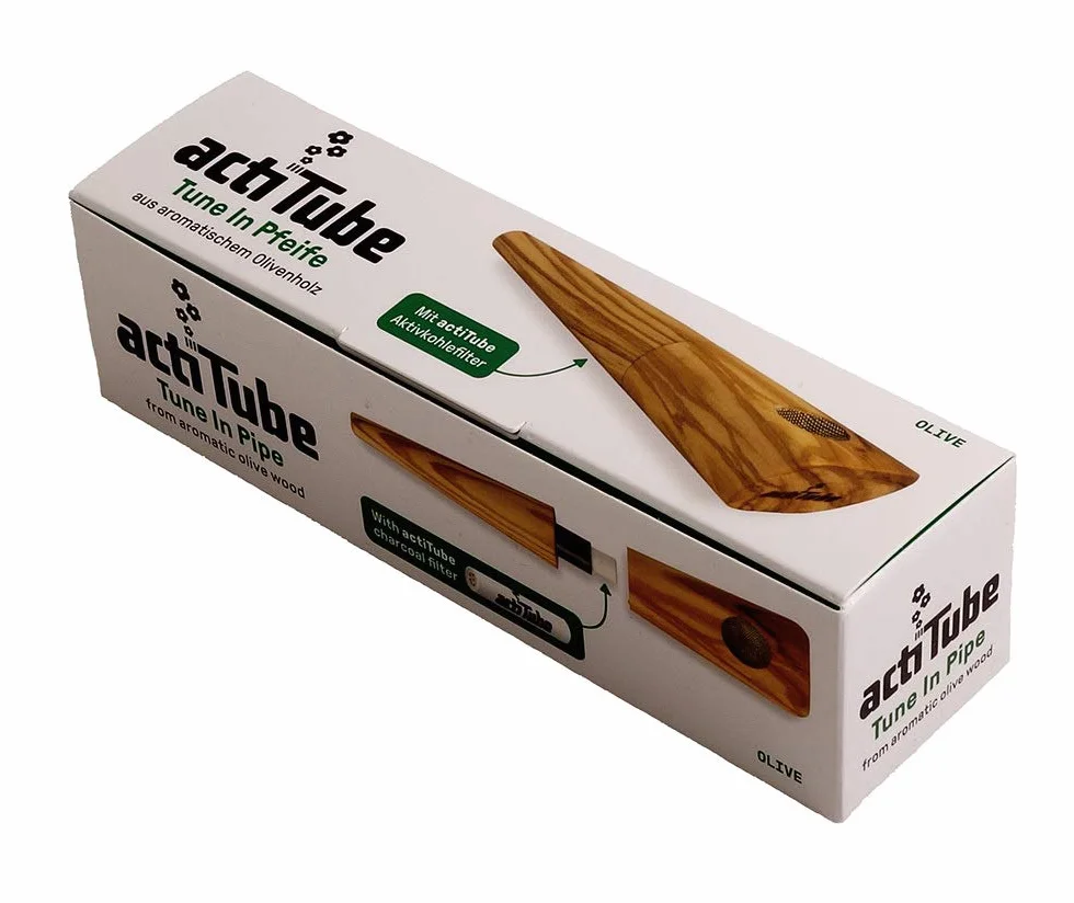 ActiTube - Silbato de madera de olivo (2 piezas, con bolsa de almacenamiento), color marrón