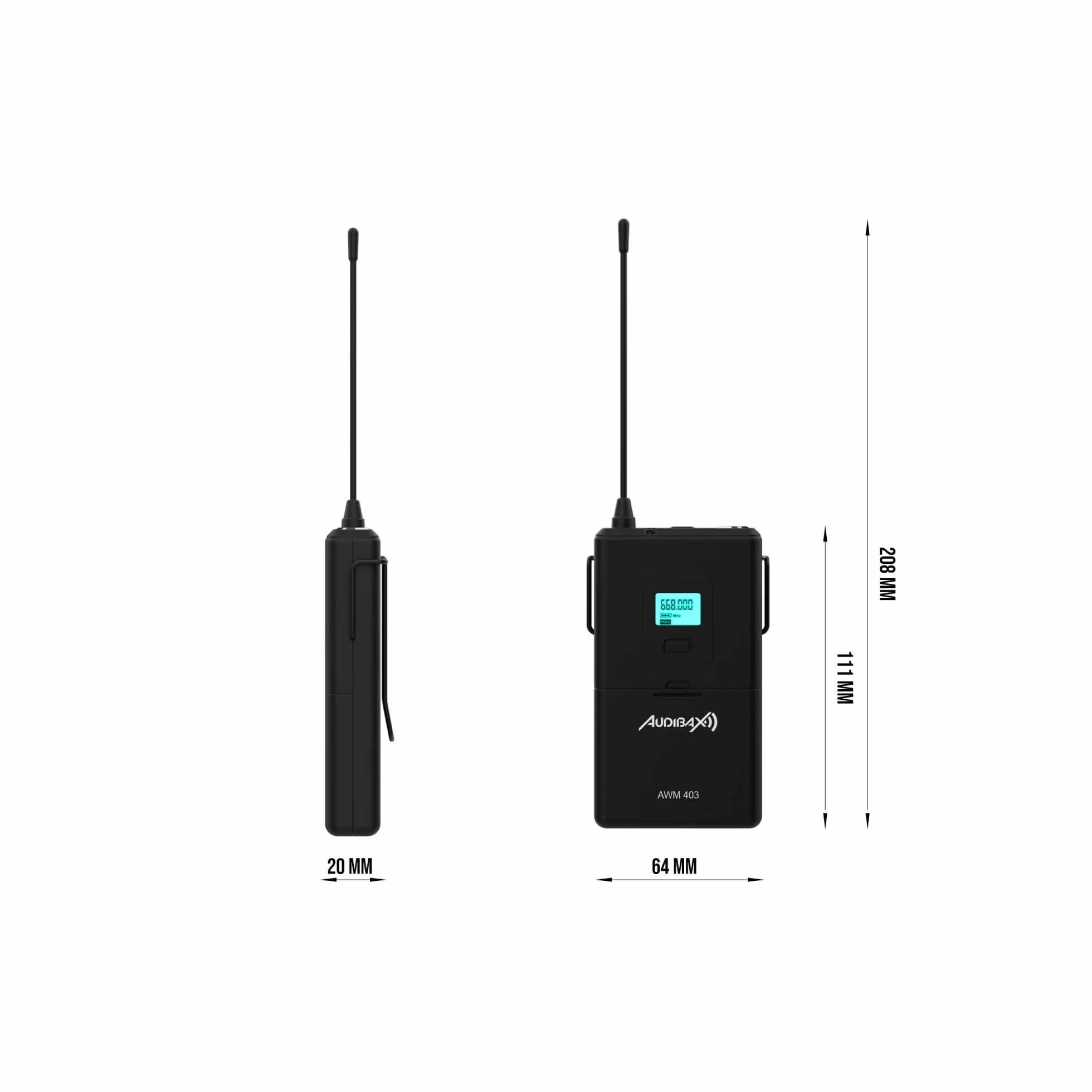 Audibax AWM 403 Sistema Inalámbrico Micrófono Diadema de 4 Canales UHF