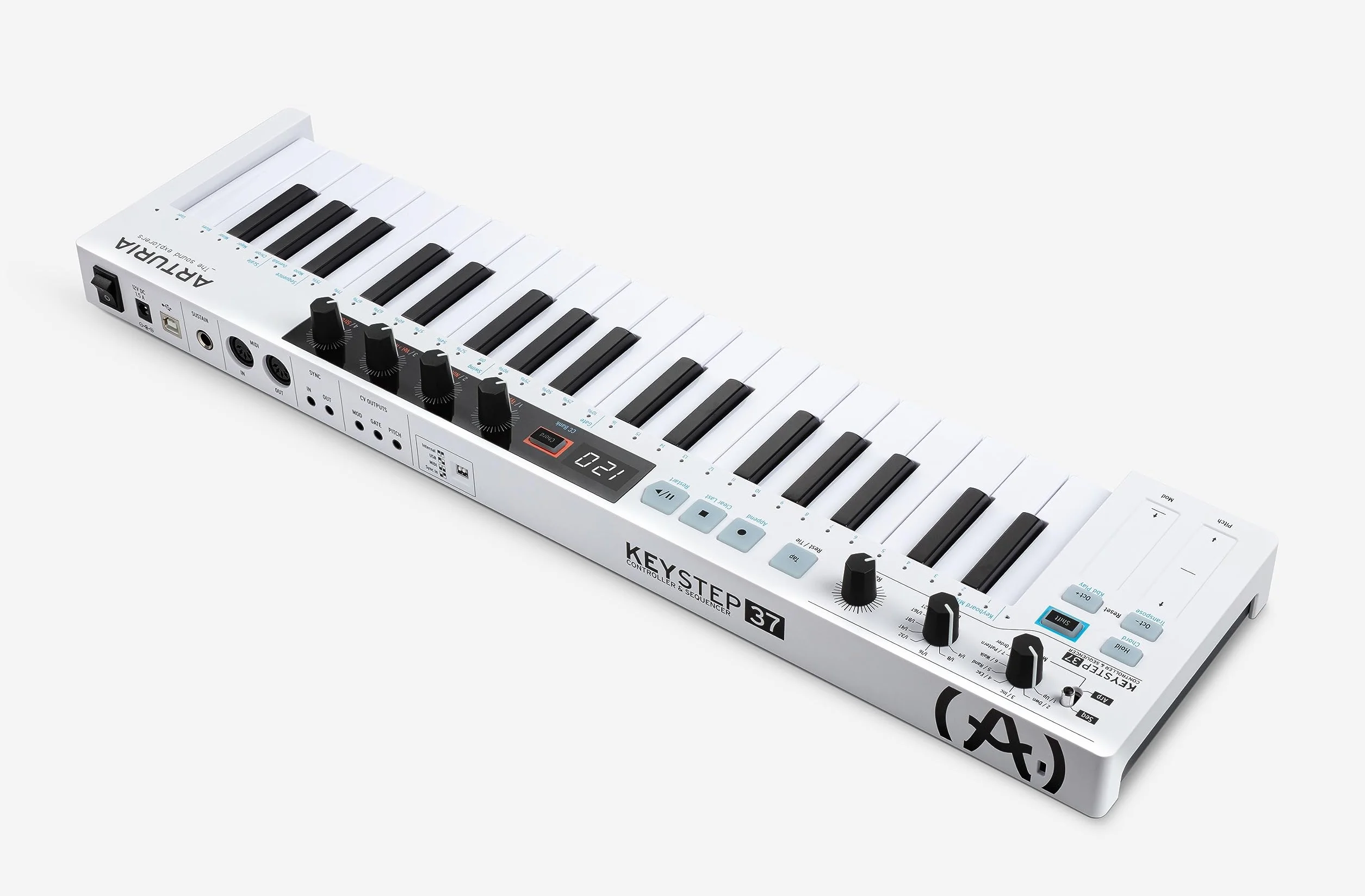 Arturia - Keystep 37 - Controlador MIDI Creativo, Secuenciador, Arpegiador y Generador de Acordes - 37-Note Slimkey Keyboard, controles MIDI CC asignables, Scale Mode, Conectividad Versátil