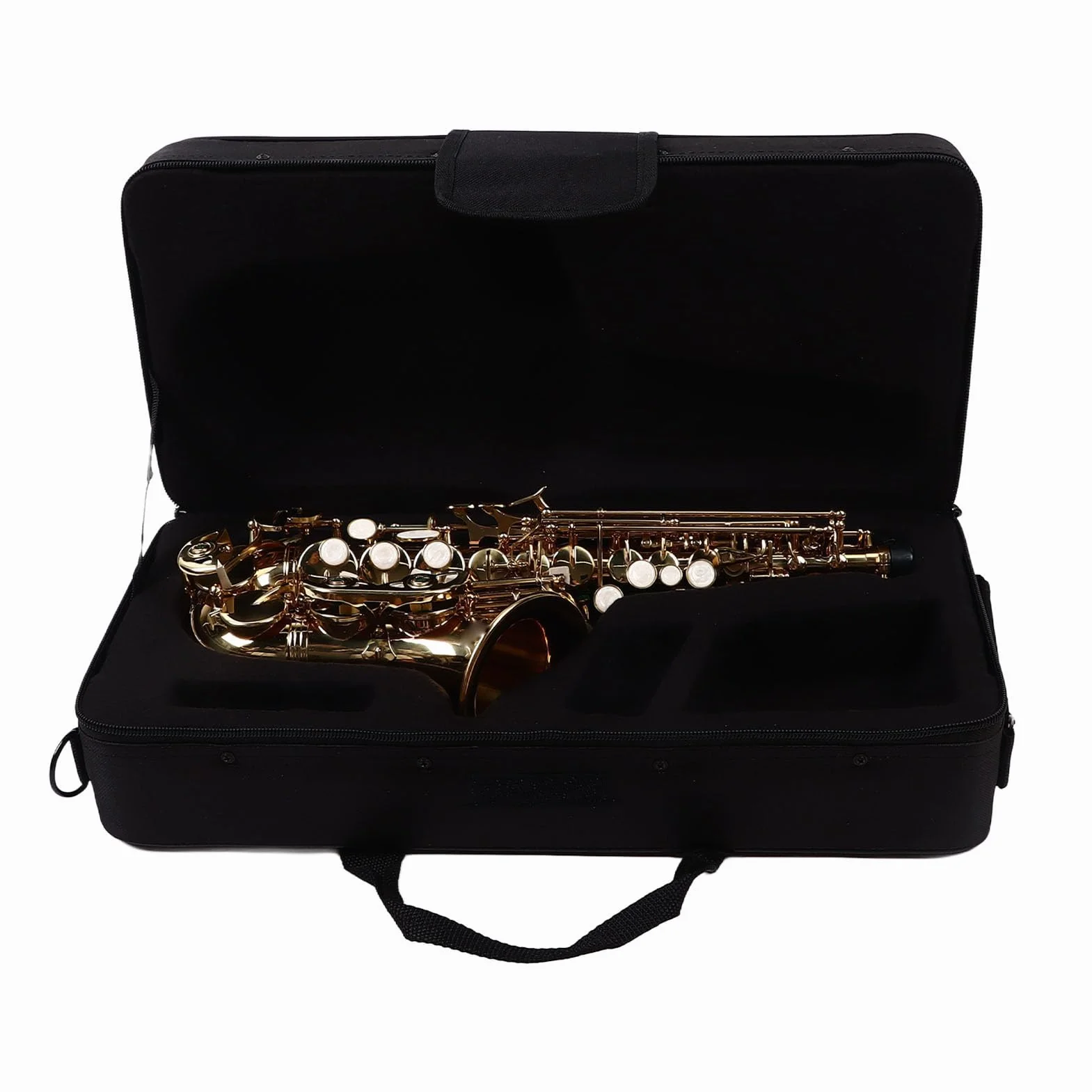 Generic Saxofón, Saxo de Soprano en Latón Portátil Fácil de Reproducir Aplicación de Sonido para la Música para la Música (Gold)