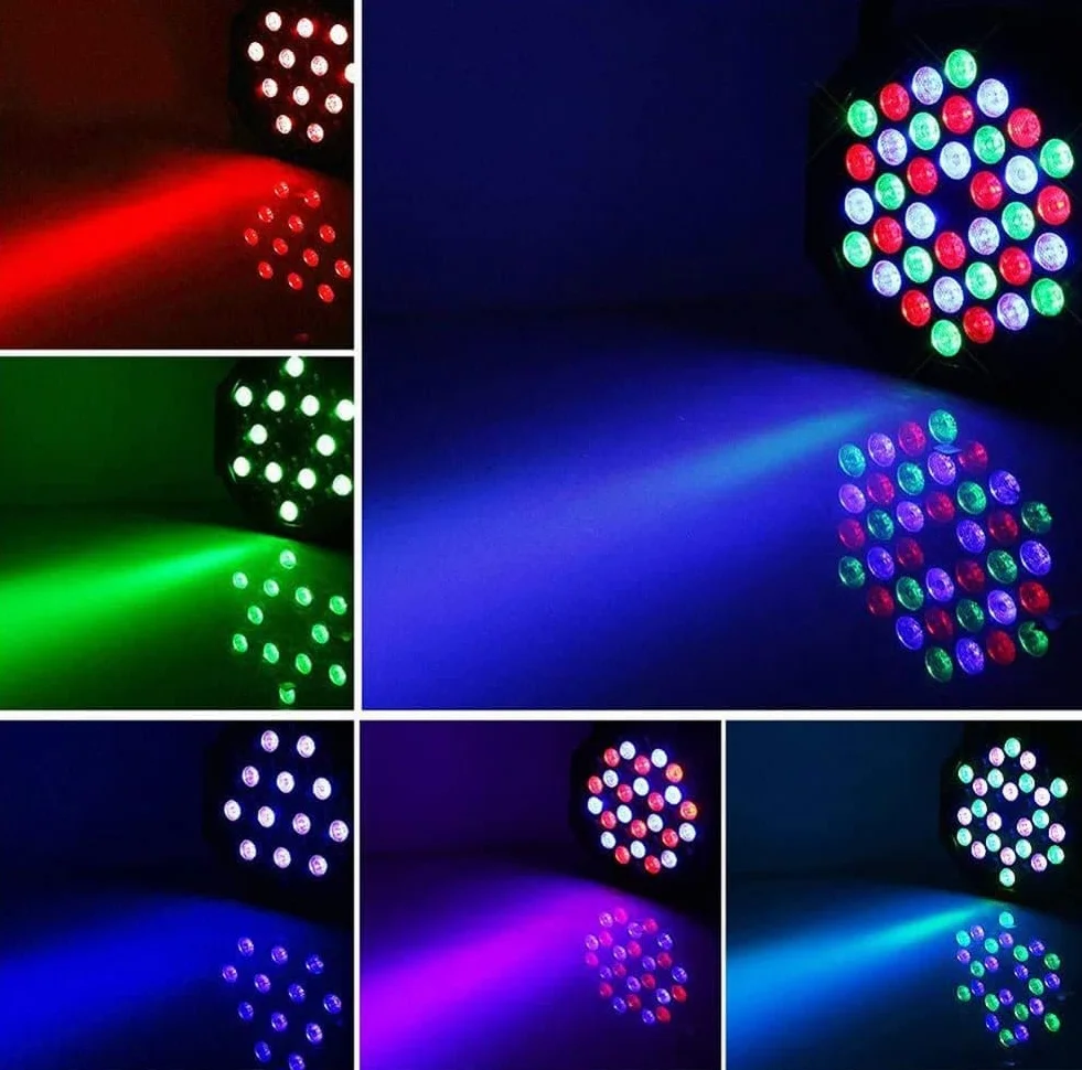 SEBRUANC 4PCS Foco Par LED RGB con PVC Bolsa, 72W Luces Escenario LED con Control Remoto y Activación de Sonido, Luces DJ Luz Discoteca para Fiestas Bares Boda Halloween Navidad