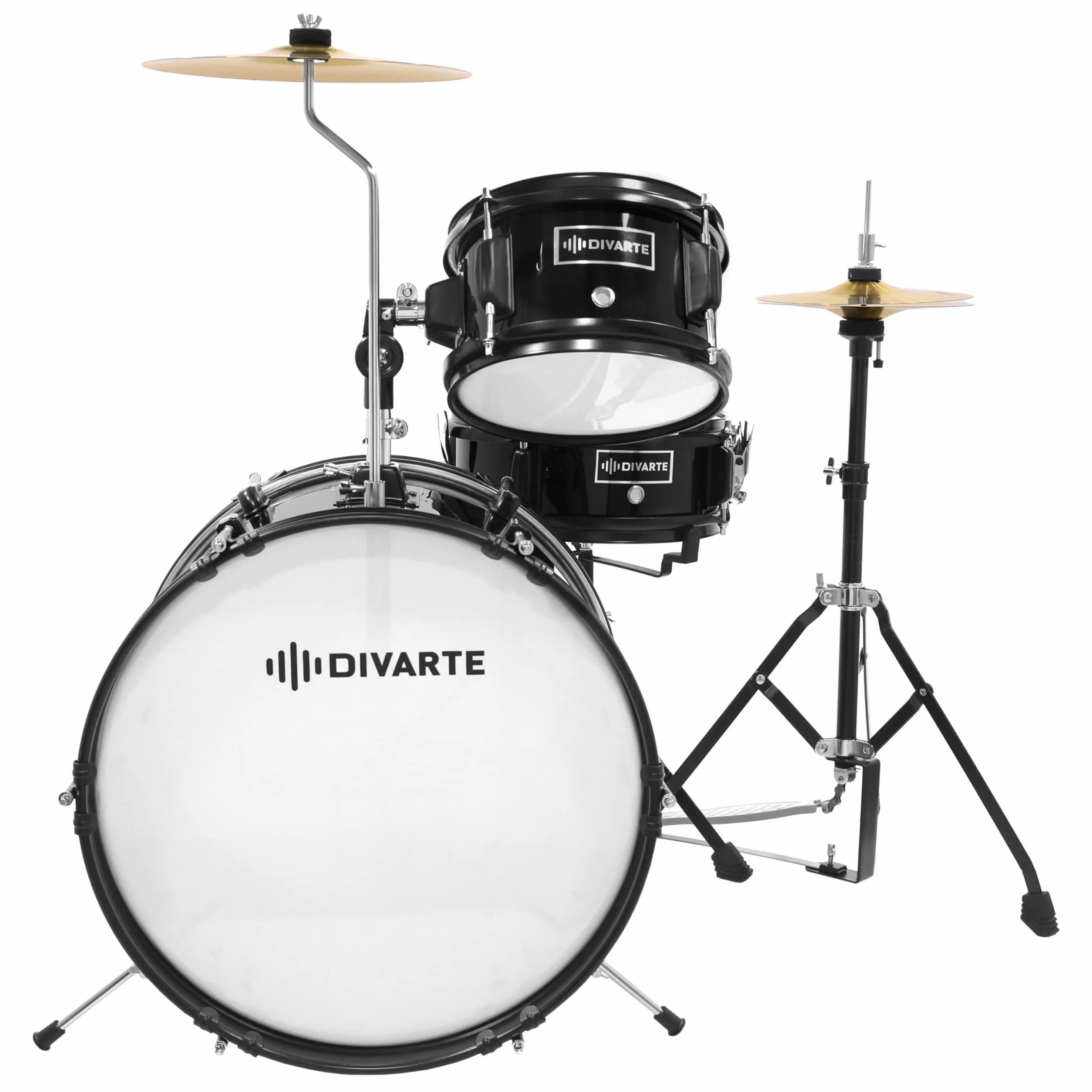 Junior DrumSet Black,Kit de batería ajustable negro para niños, a partir de 6 años, juego de batería acústica para principiantes con asiento ajustable, pie de charleston y palillos incluidos.