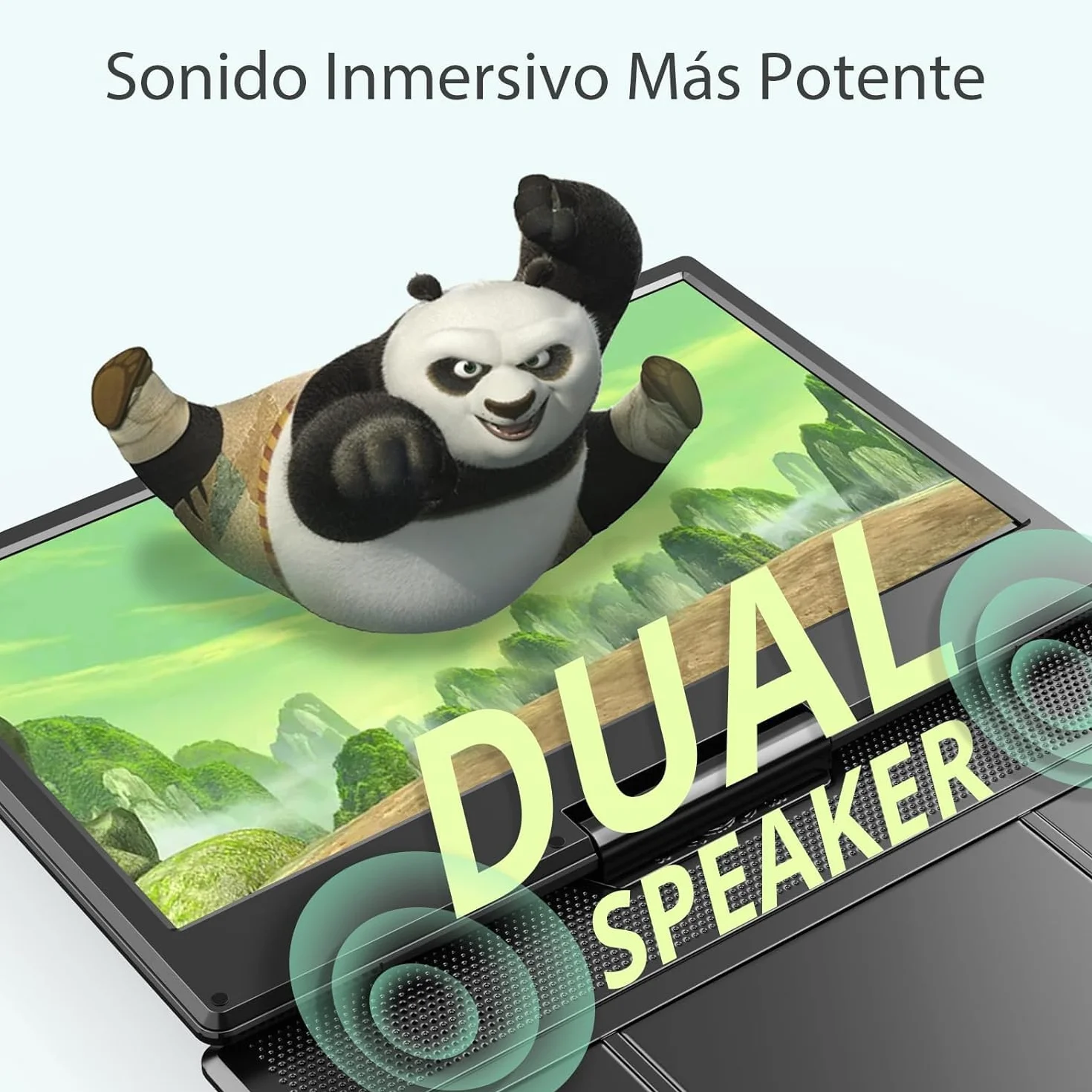 Yoton Reproductor DVD portátil de 14", DVD portátil para automóvil con parlantes estéreo duales y Conector para Auriculares, admite TV Sincronizada/Tarjeta SD y Lectura de Disco USB