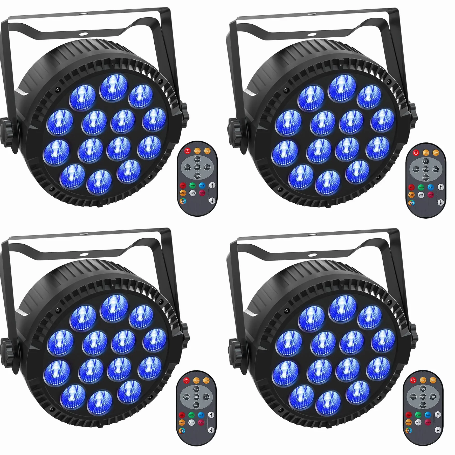 4PCS RGBW Focos LED Par, HOLDLAMP 84W Luz de Escenario con Modo de Activación de Sonido y Control Remoto, DMX 4/8CH Luces Discoteca para DJ Fiesta Cumpleaños Bar Club
