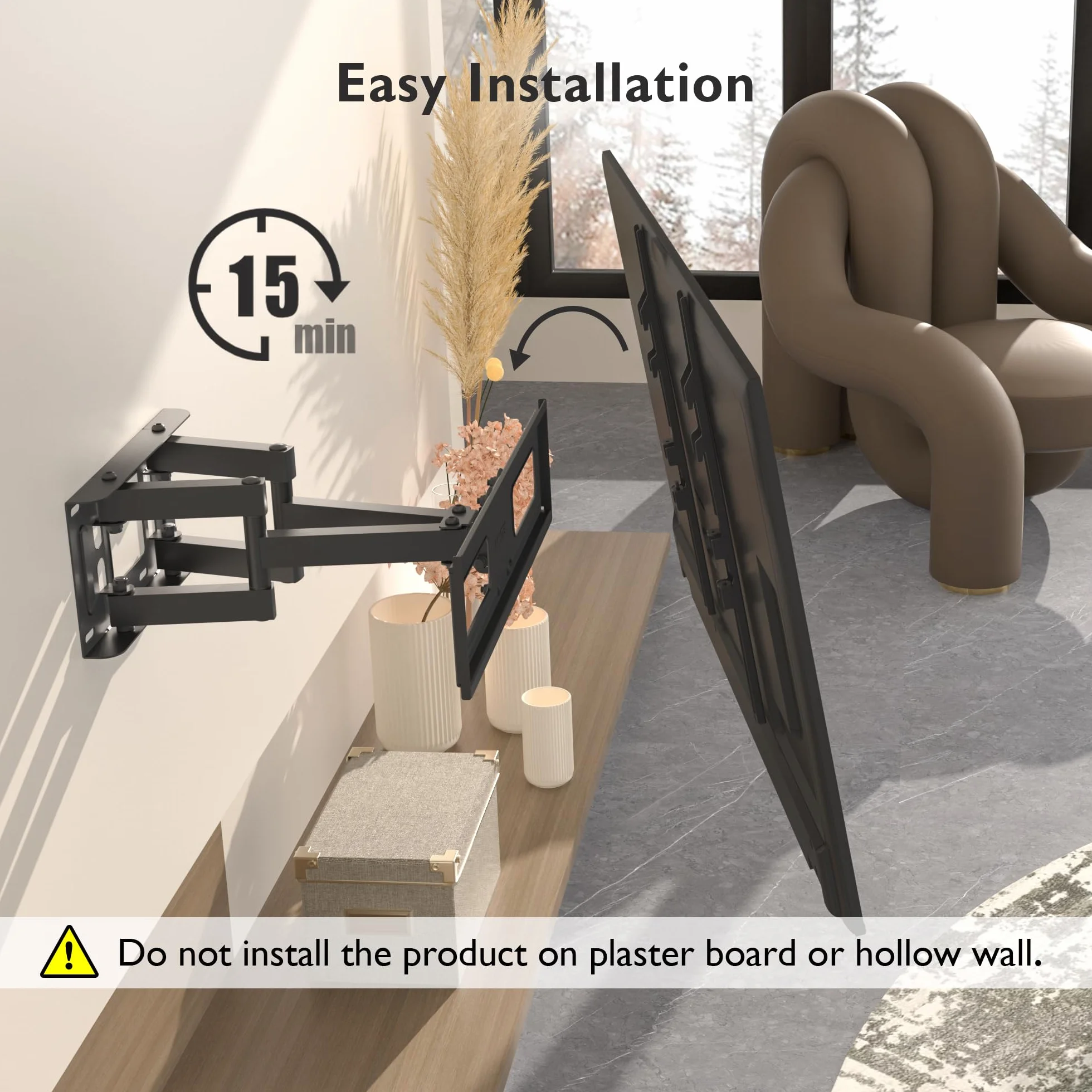 BONTEC Soporte TV Pared 23-70 Pulgadas Inclinable Giratorio Doble Brazo Movimiento Completo 45 kg VESA 400x400mm