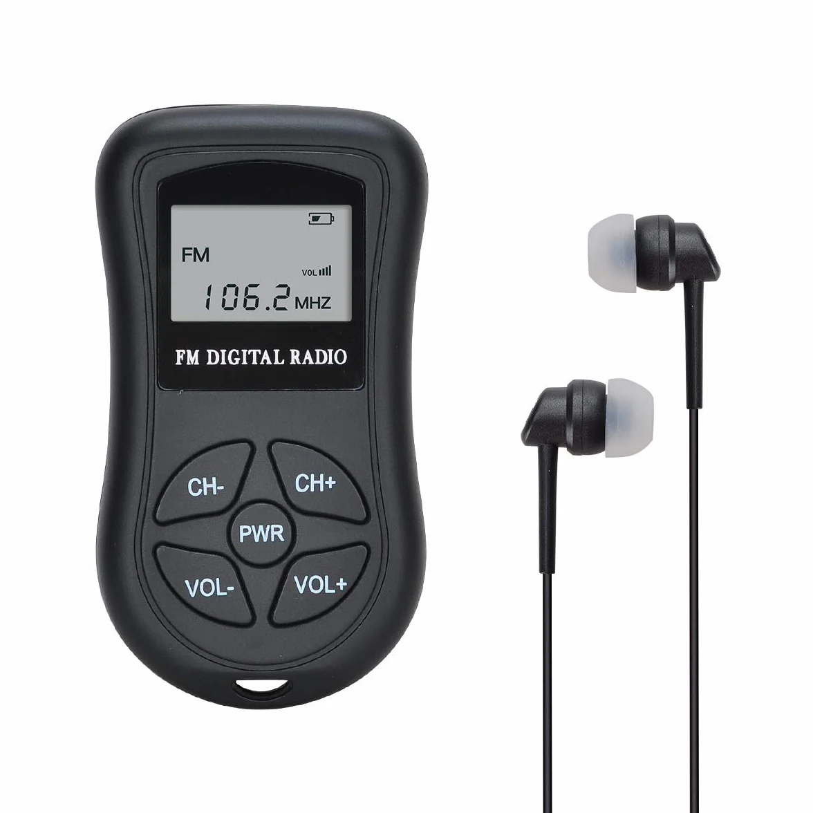 Radio COVVY FM Portátil Mini 60-108MHz Estéreo DSP Pantalla LCD Auricular