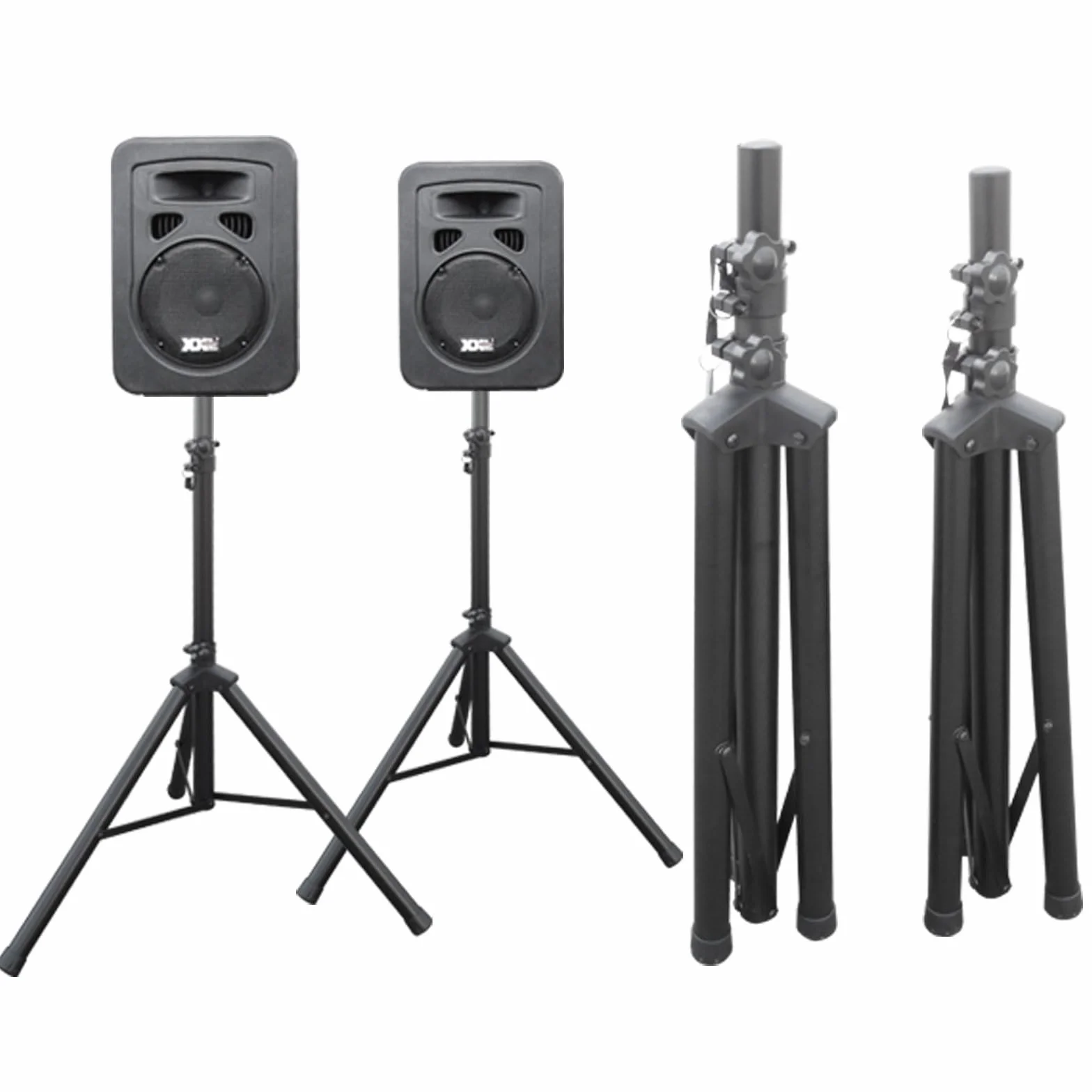 Drall 2 Pieza trípode del Soporte para Altavoces de Audio para PA, Disco, Evento en Vivo, Sala de ensayo, Sistema Vocal, Escenario, Regulable en Altura de 100 a 180 cm, hasta 60 kg DJ Modelo: BS3x2